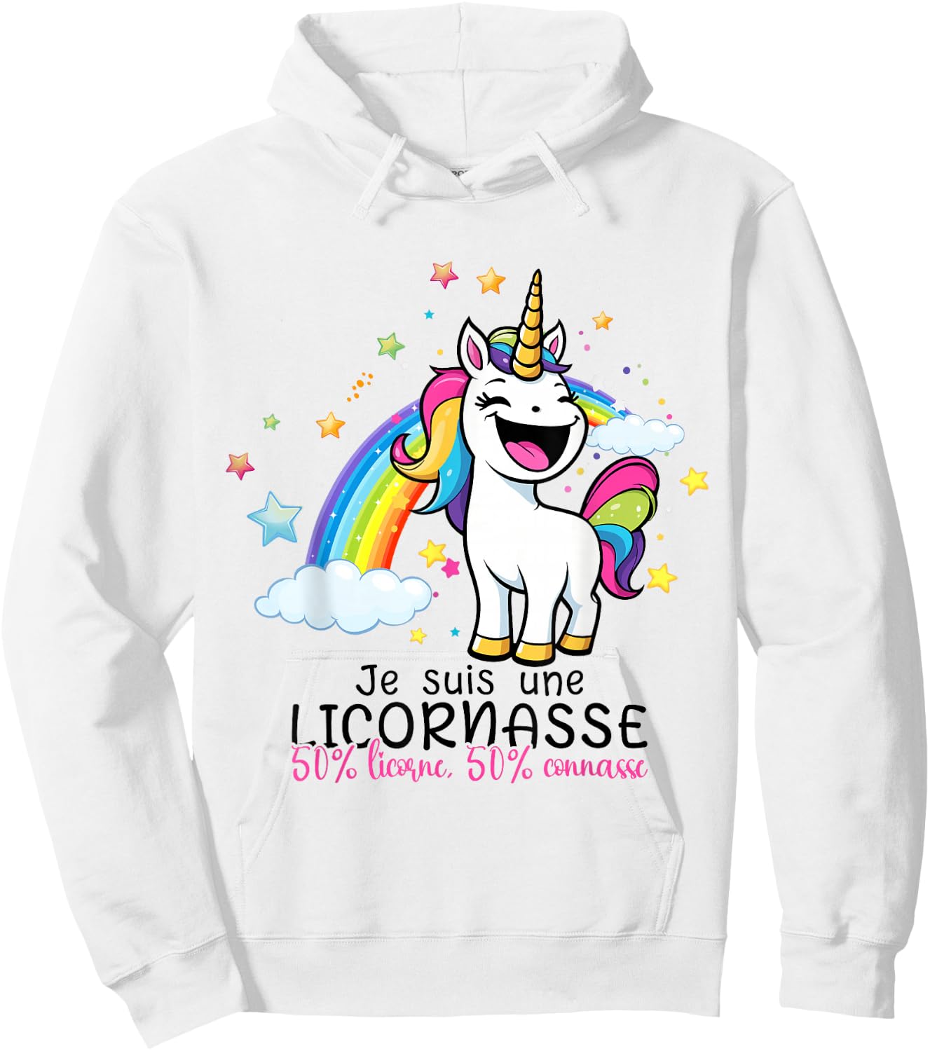 I AM A LICORNASSE,50% UNICORN 50% KNOW HUMOUR , white, S Hoodie - Hoodie | White
