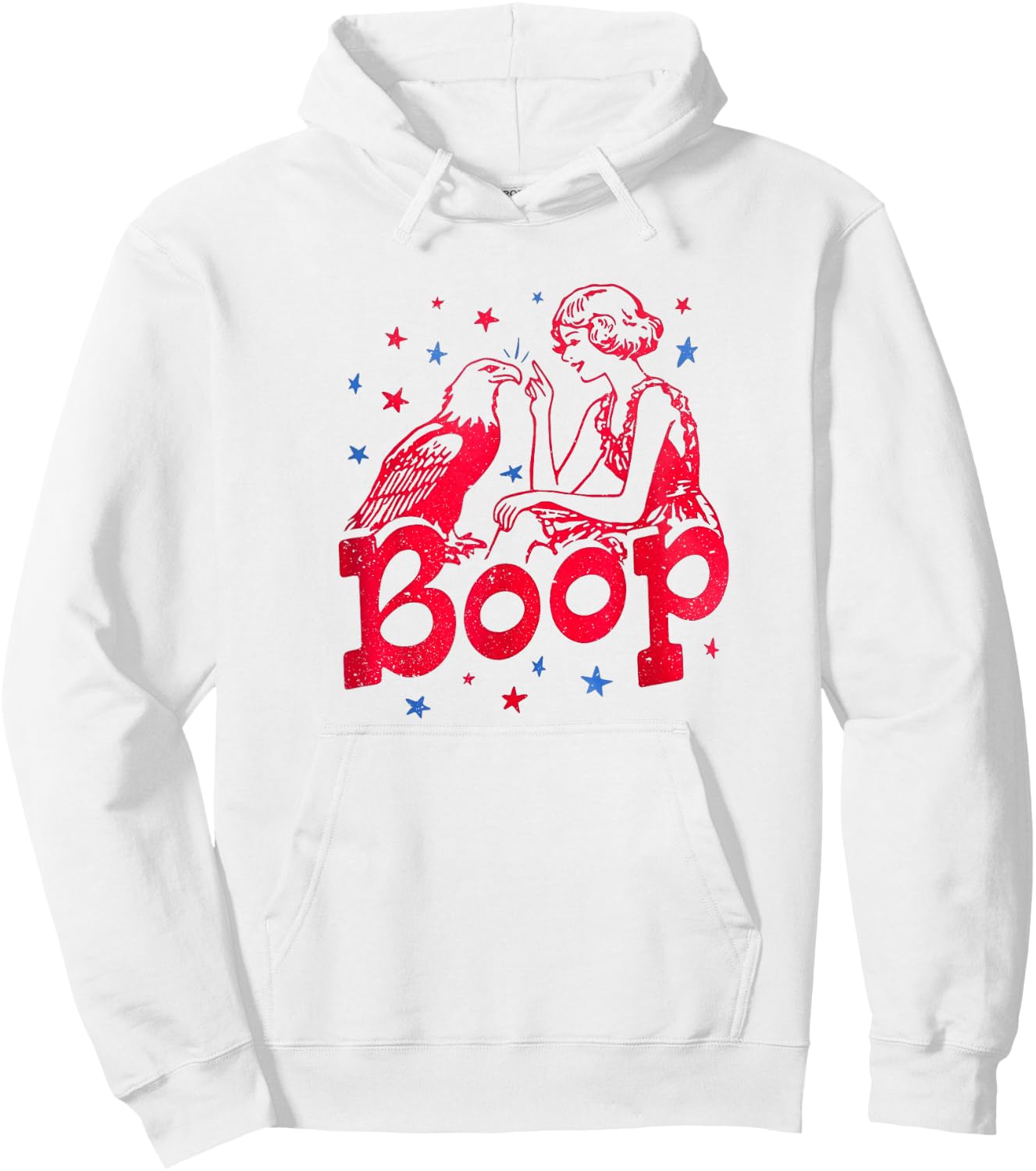 Boop Vintage Girl and Eagle Funny Patriotic Retro Art Hoodie - Hoodie | White