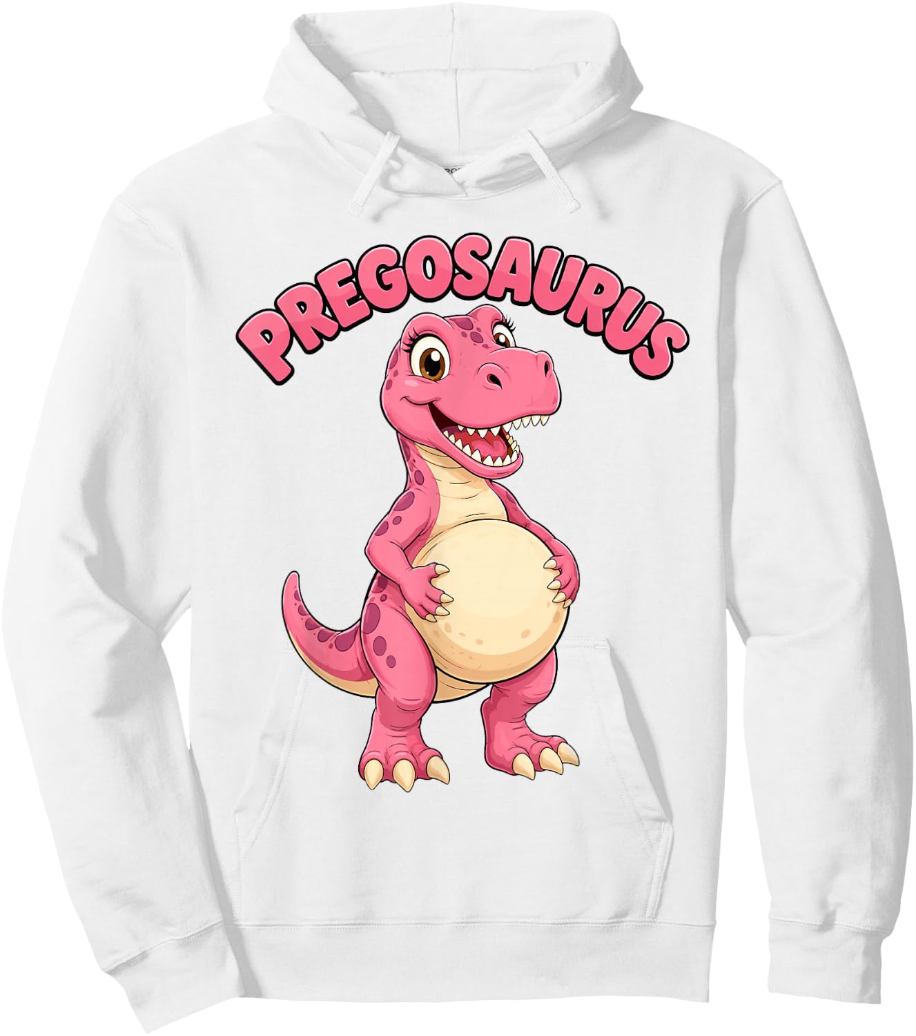 Mom Pregosaurus Cute Dinosaur Pregnancy Announcement Hoodie - Hoodie | White