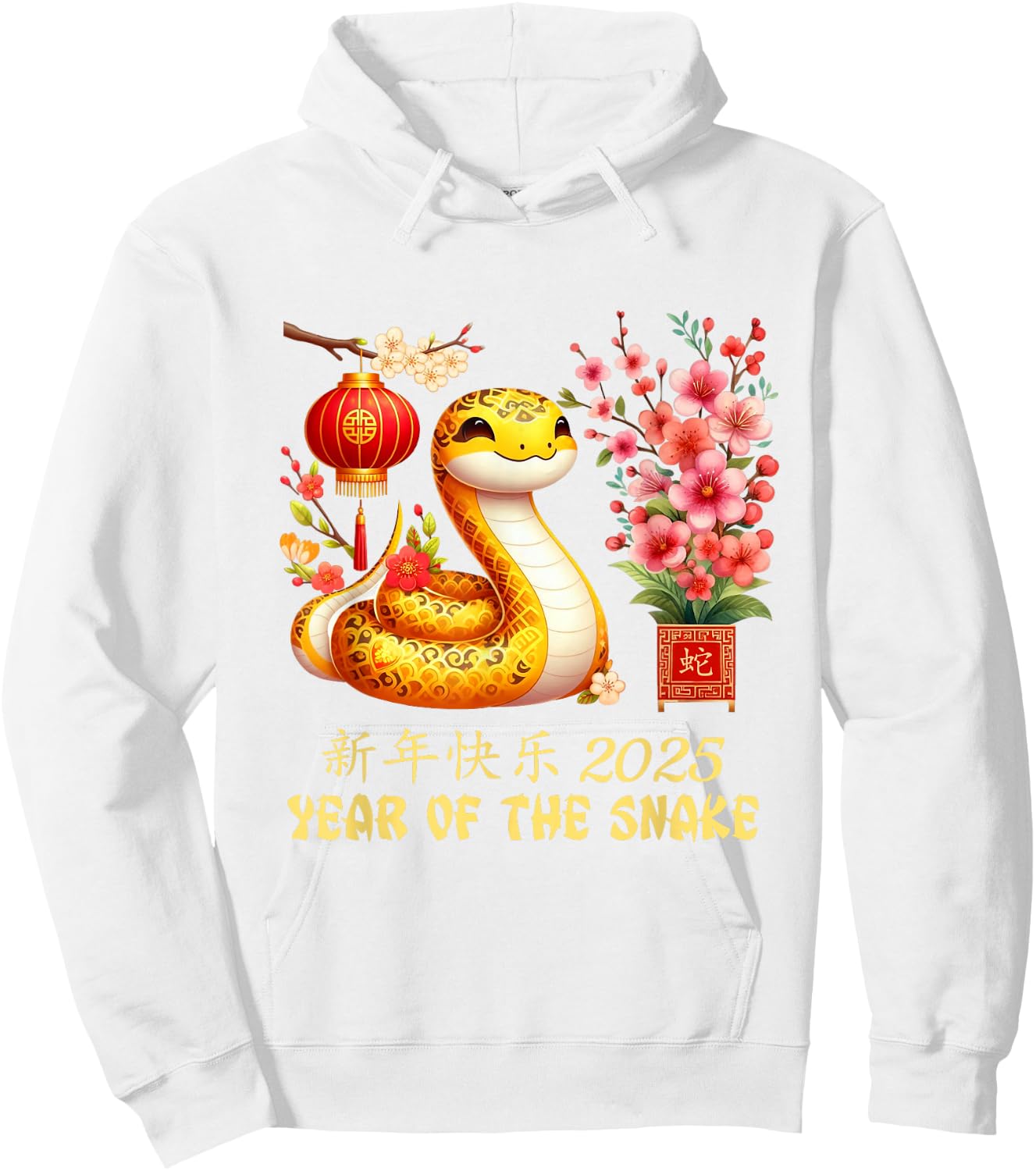 Year of the Snake 2025 Lunar Chinese New Year Red Hoodie - Hoodie | White