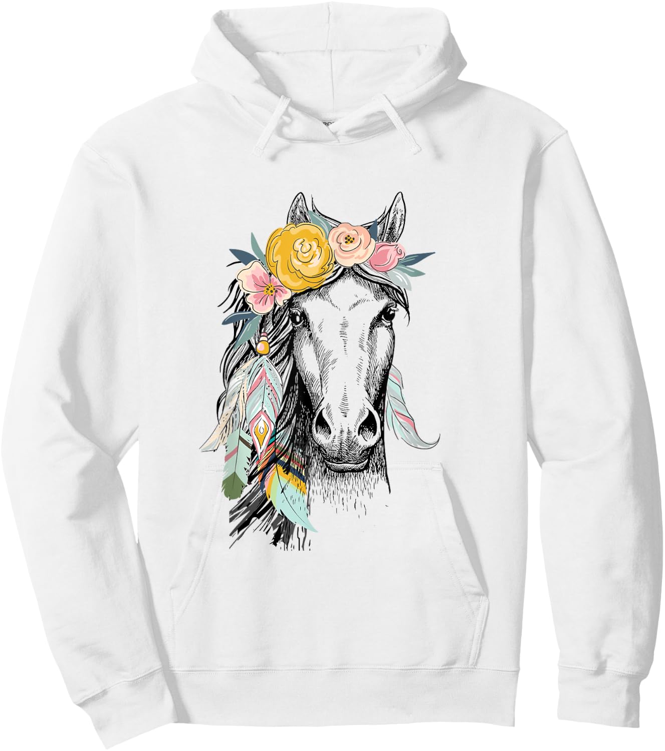 Cowgirls and Girls Who Love Horses Cute Hippy Boho Western Hoodie - Hoodie | White