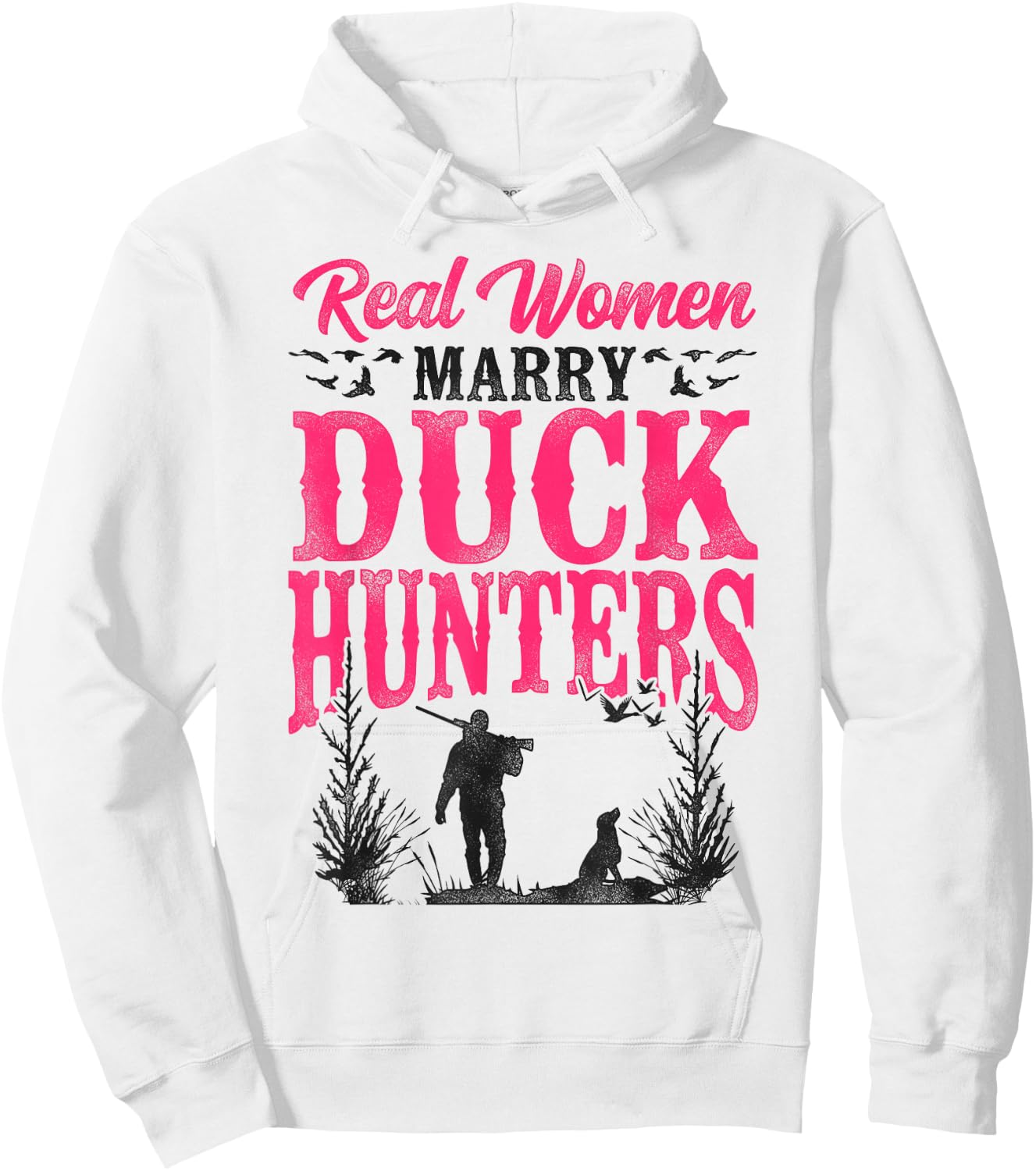 Duck Hunting Hunter Husband Wife Wedding Marriage Vintage Hoodie - Hoodie | White
