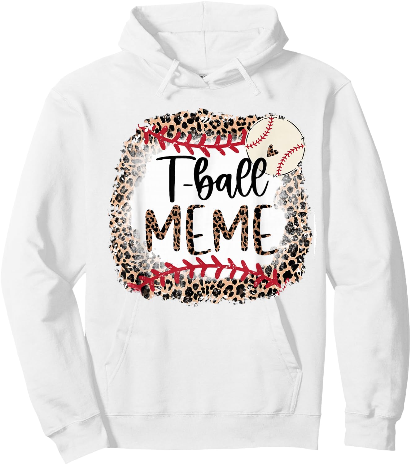 Leopard T-Ball Meme T-Ball Mama Baseball Mama Mother's Day Hoodie - Hoodie | White