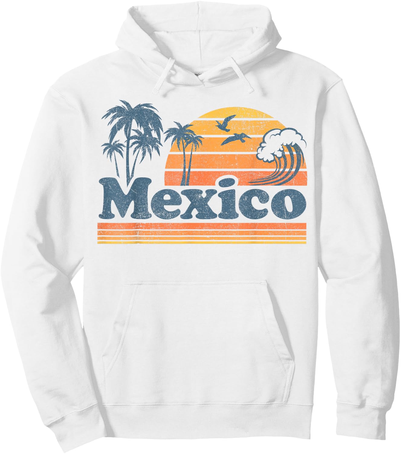 Mexico Beach Mexican Summer Vacation Sun Vintage 70's Retro Hoodie - Hoodie | White