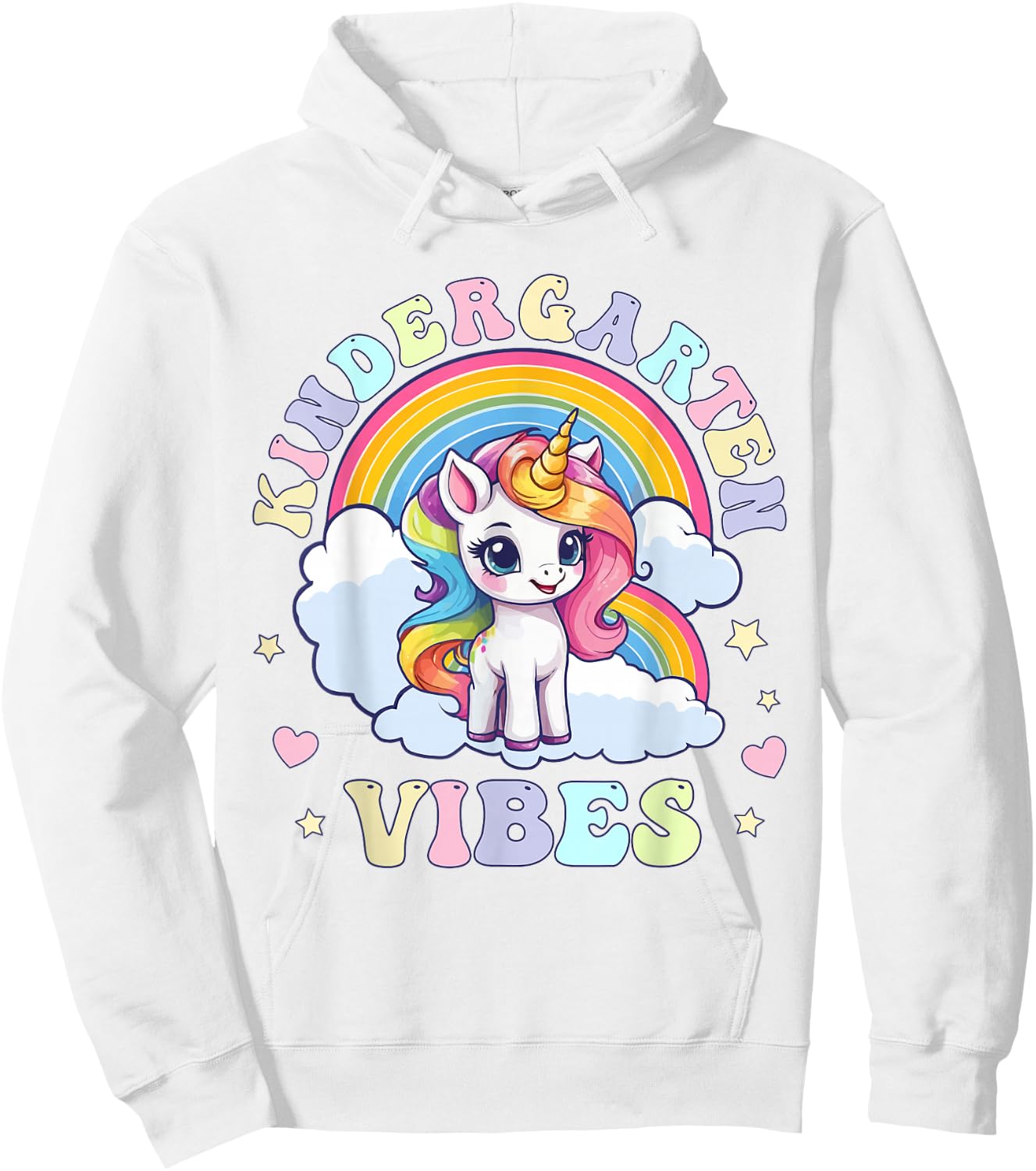 Kindergarten Vibes, Funny Back to School Cute Unicorn Girls Hoodie - Hoodie | White