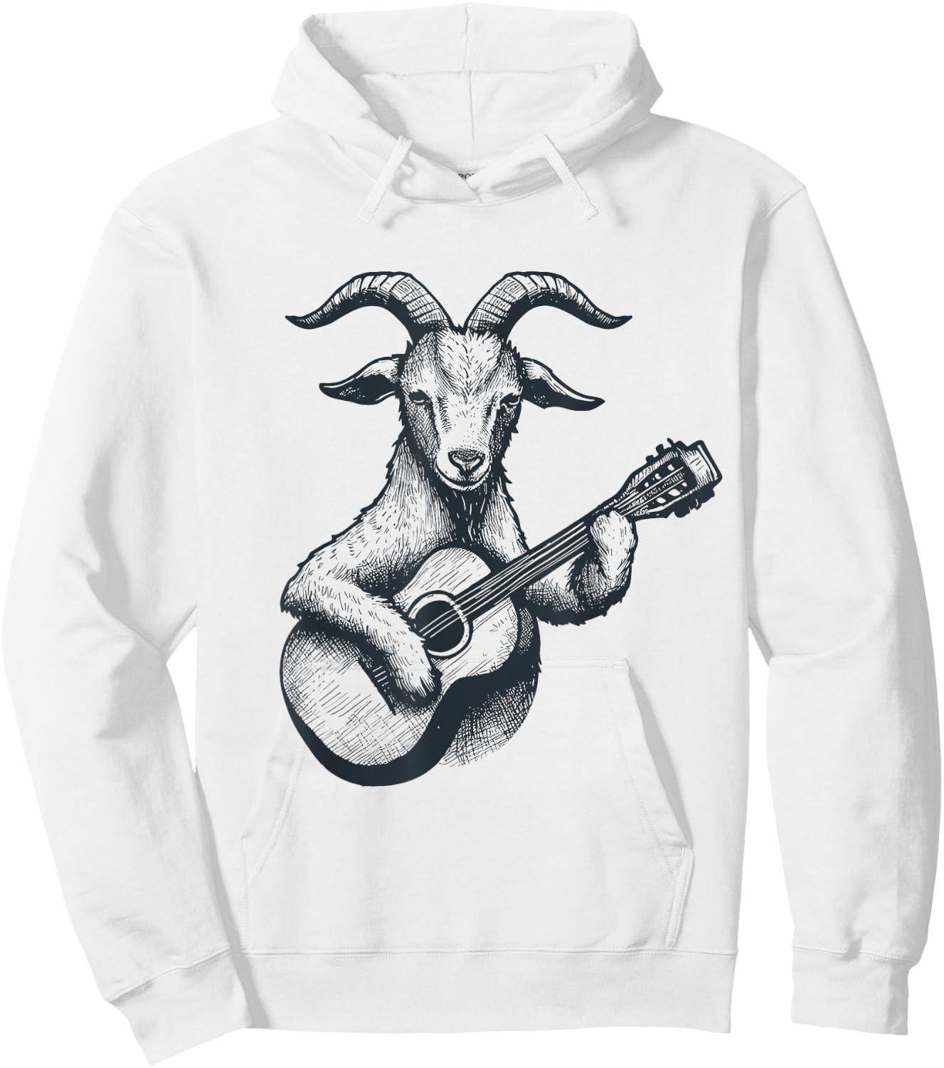 Goat Playing Guitar Goat Musician Guitarist Funny Vintage Hoodie - Hoodie | White