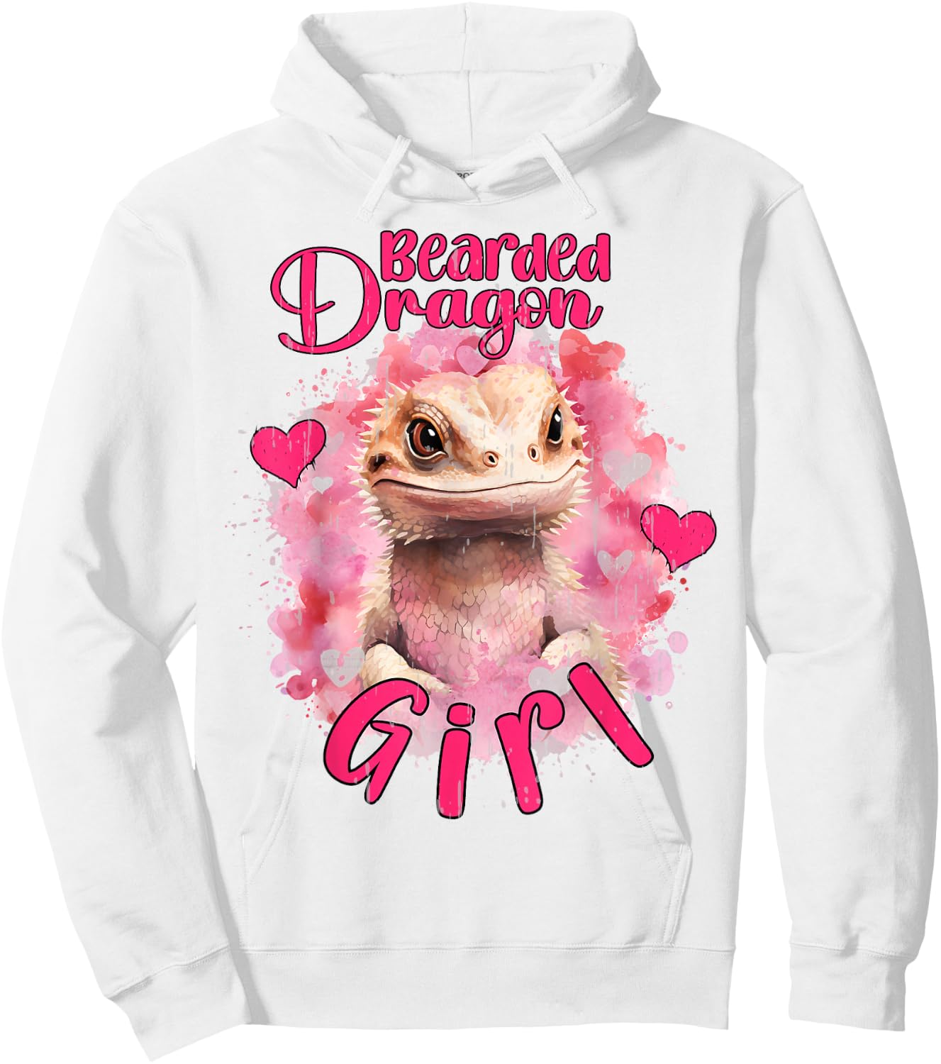 Bearded Dragon Girl Cute Pet Lizard Pink Girls Reptile Theme Hoodie - Hoodie | White