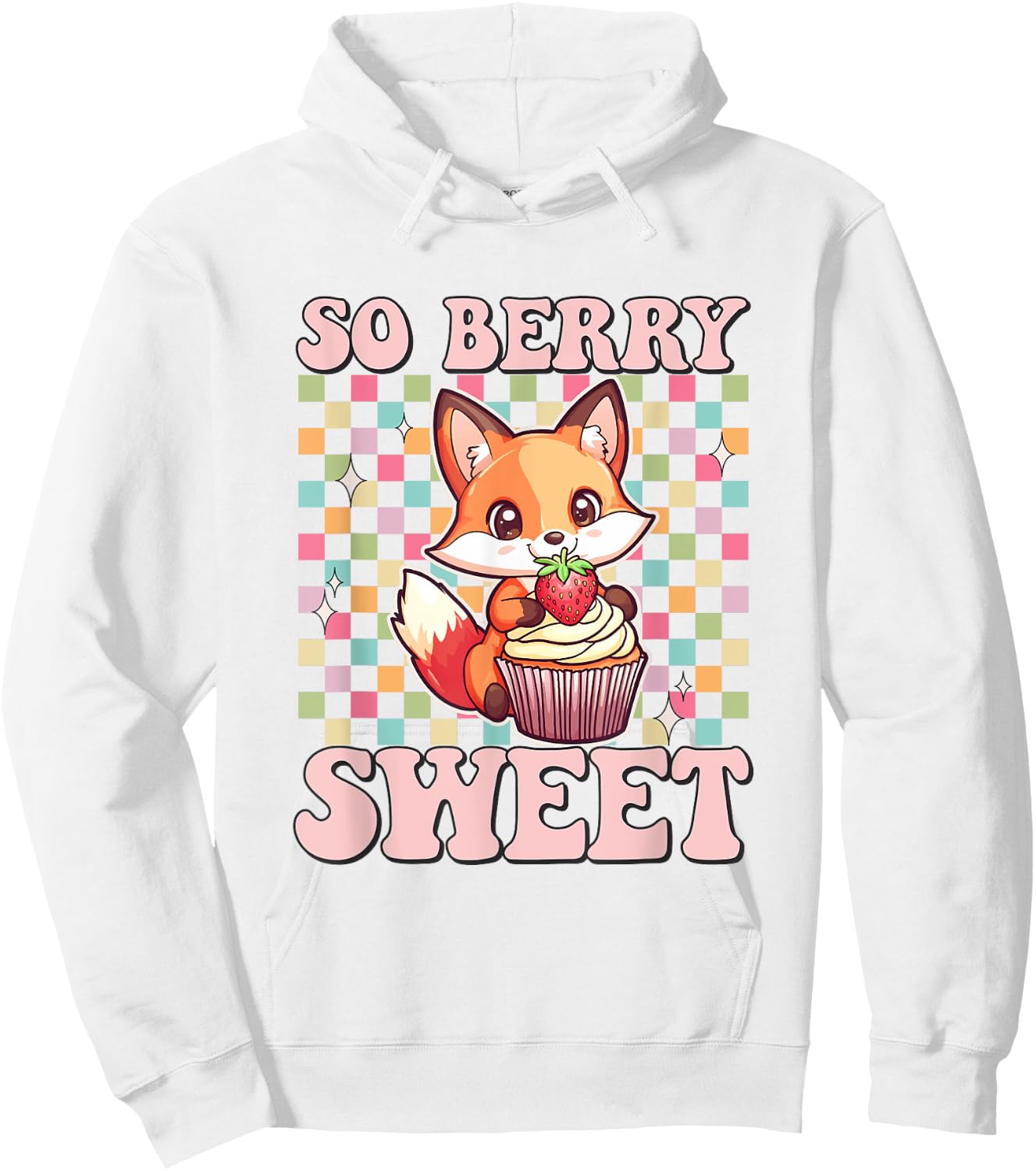 Fox eating Strawberry Cupcake Toddler Girl Foxes Muffin Hoodie - Hoodie | White