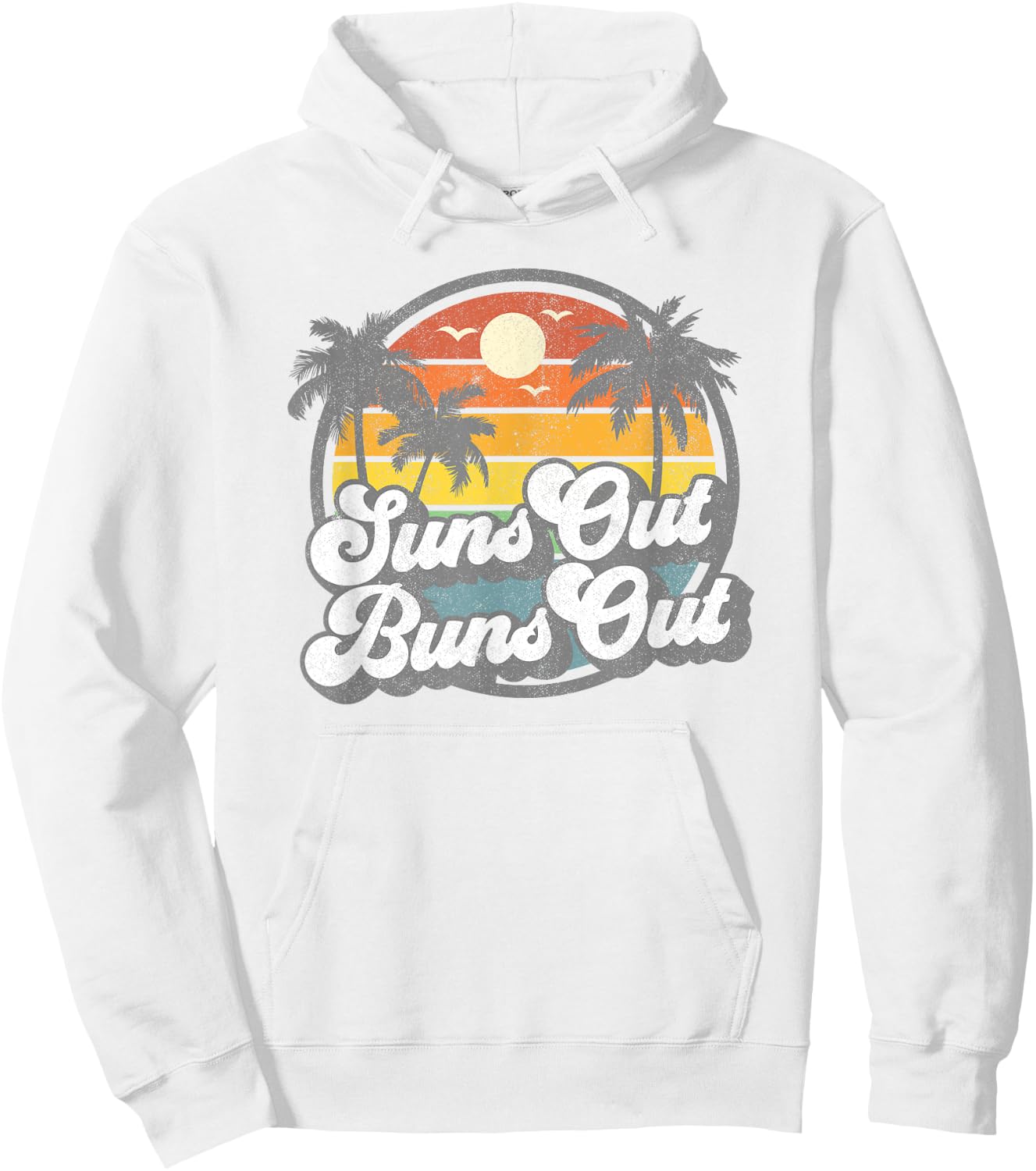 Suns Out Buns Out Funny Beach Vacation Retro Summer Gift Hoodie - Hoodie | White