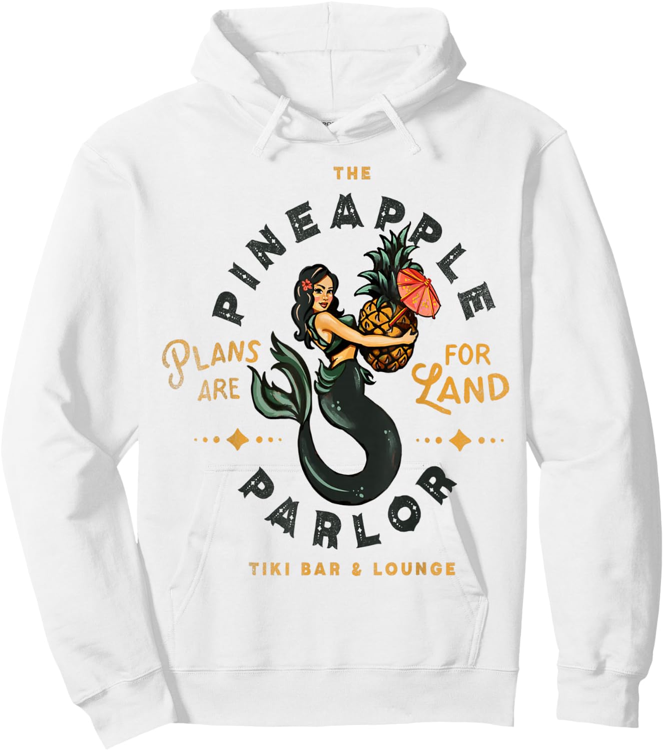 The Pineapple Parlor Tiki Bar & Lounge Vintage Pinup Mermaid Hoodie - Hoodie | White