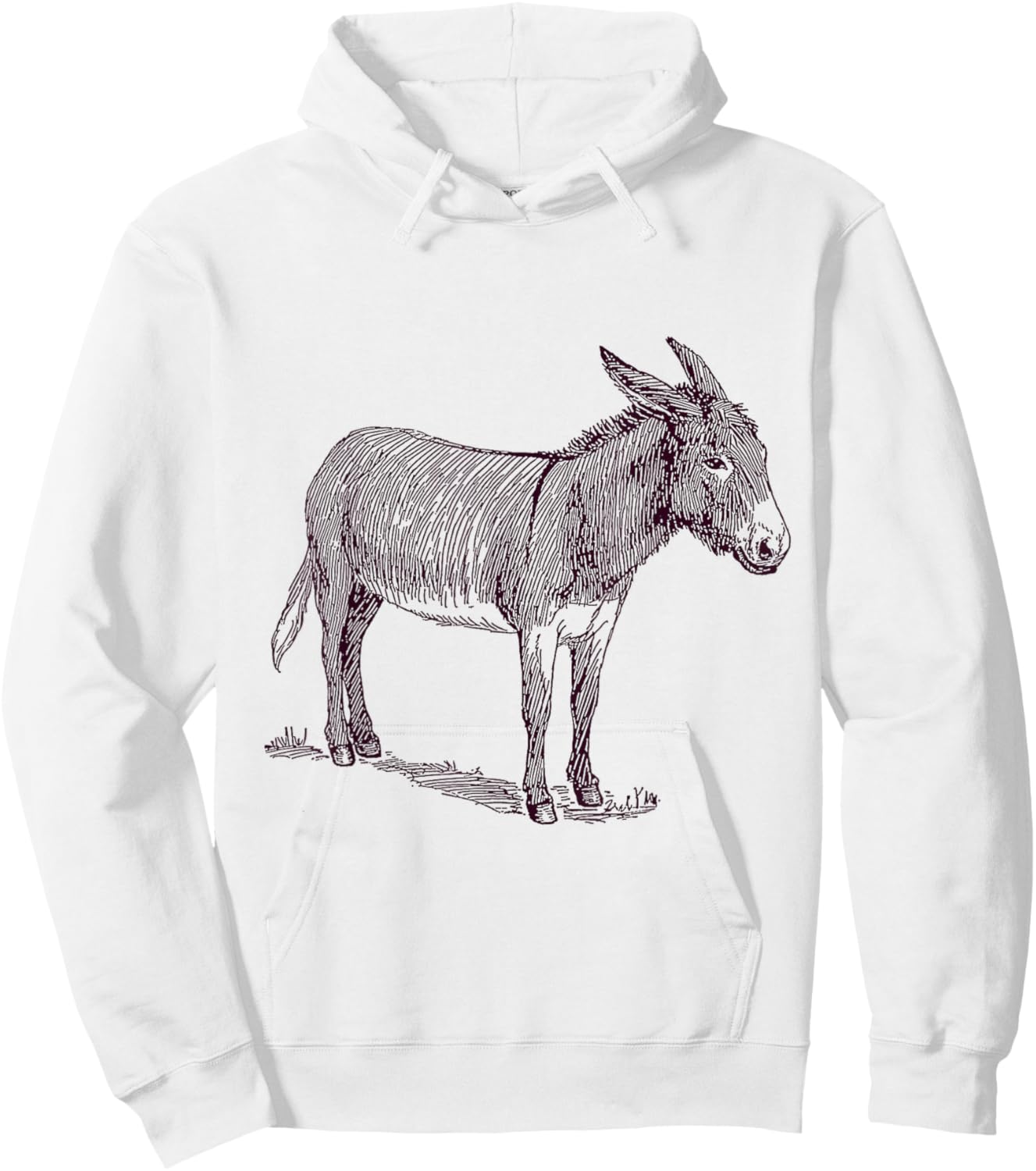 NaturalAnimalTees Donkey . Grey -Adults Classic Fit Cartoon . Small Hoodie - Hoodie | White