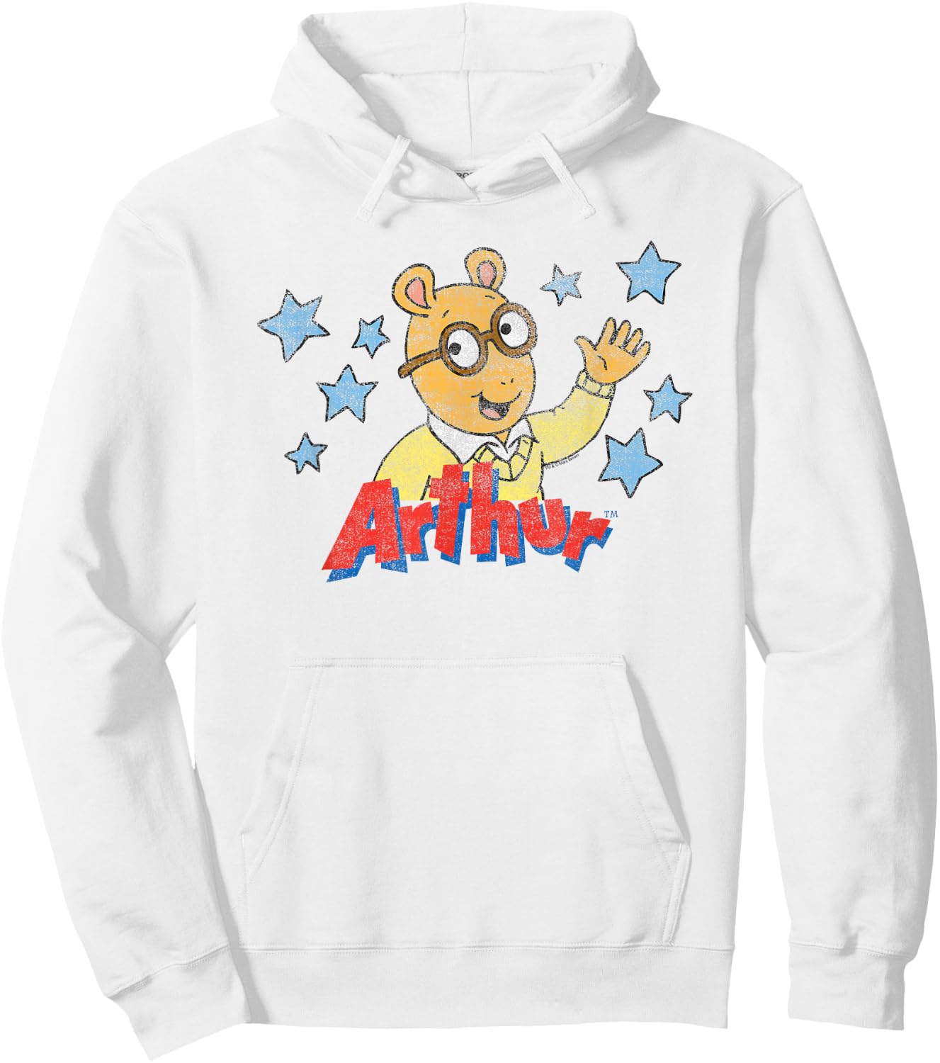Arthur Distressed Arthur With Logo & Stars Hoodie - Hoodie | White