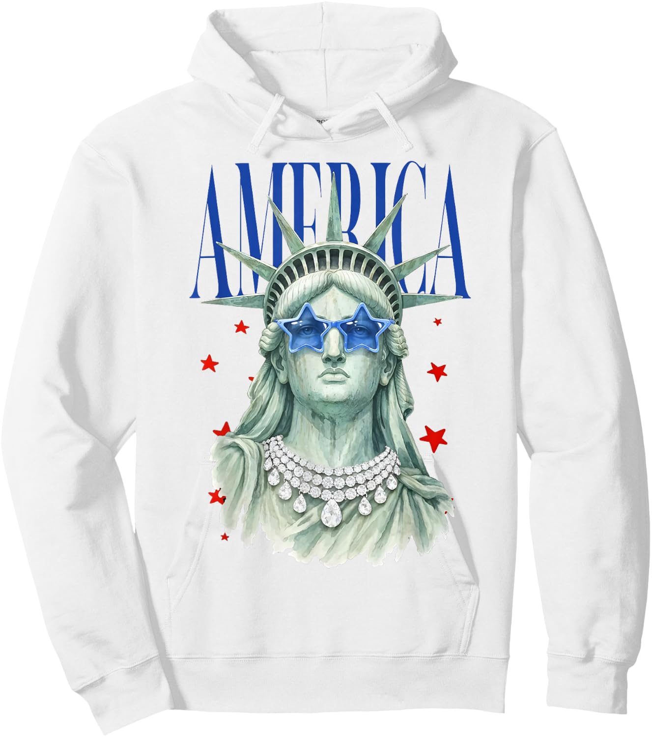American Beauty Statue of Liberty Patriotic 4th of July Hoodie - Hoodie | White