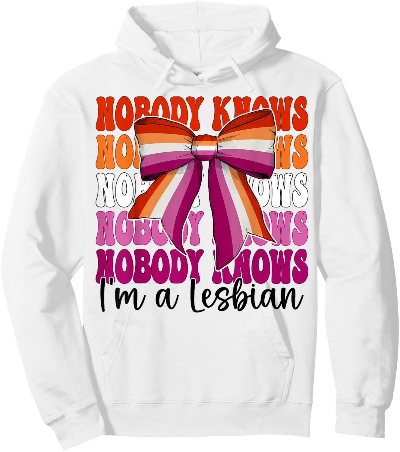 Nobody Knows I'm A Lesbian Funny Lesbian Pride Flag LGBTQ Hoodie - Hoodie | White