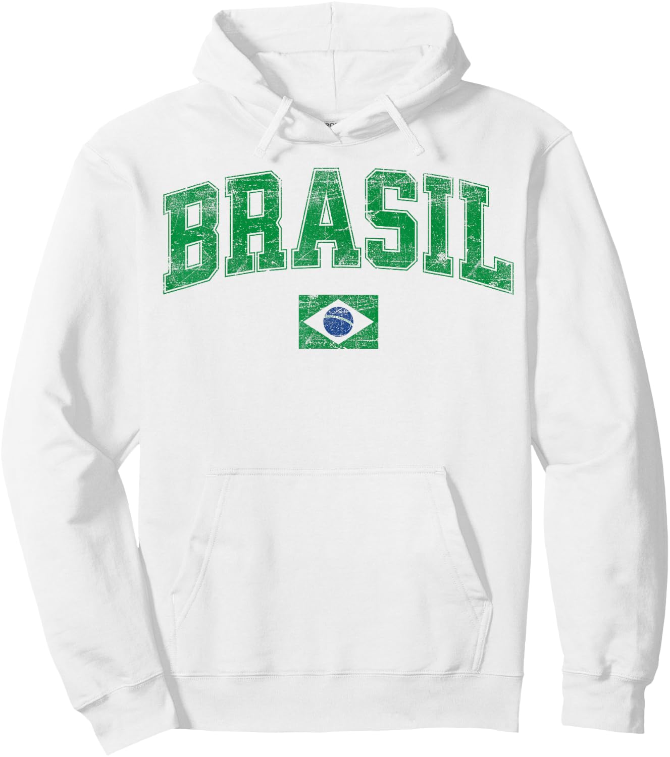 Retro Vintage Brasil | Women Men Kids Flag of Brazil Hoodie - Hoodie | White