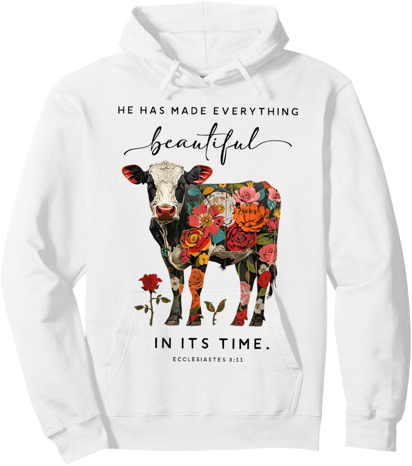 He Has Made Everything Beautiful in Its Time Cow Hoodie - Hoodie | White