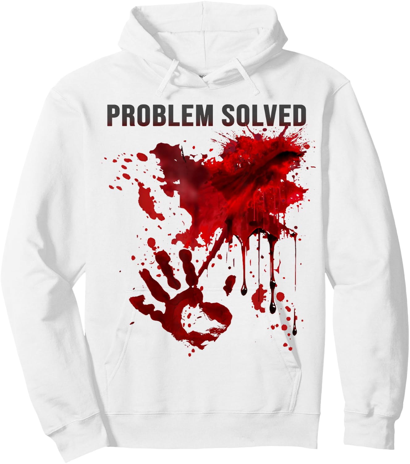 Problem Solved: Bloody Shirt Stained with Blood, Blood Splash , white, S Hoodie - Hoodie | White