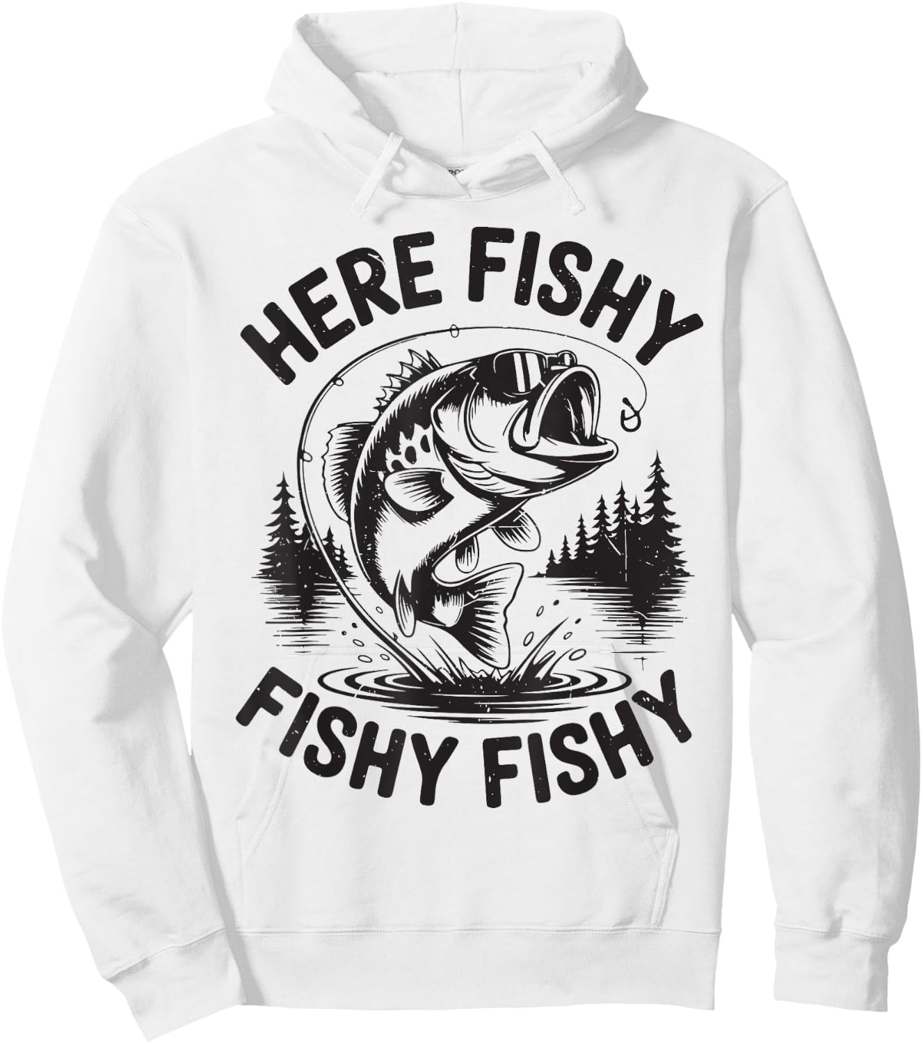 Here-Fishy Bonus Dad Fishing Father Day Gift from Daughter Hoodie - Hoodie | White