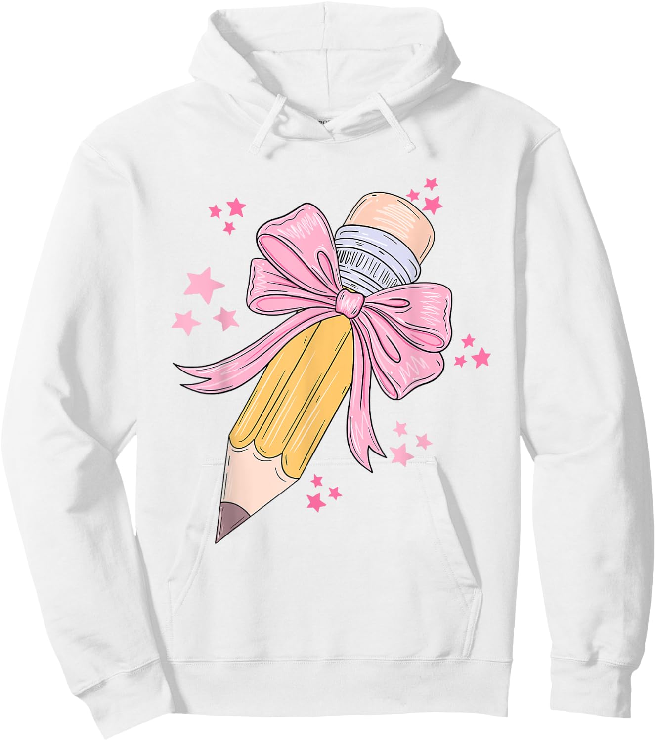Pencil Coquette Bow Teacher Appreciation Back To School Hoodie - Hoodie | White