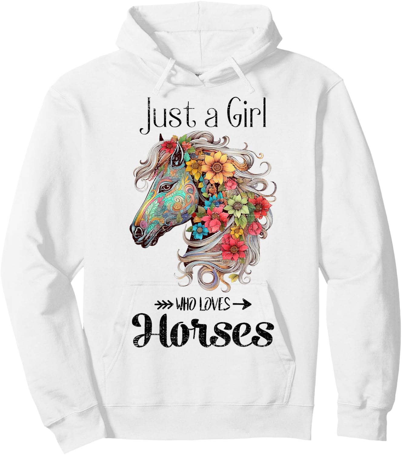 Vintage Just A Girl Who Loves Horses, Horseback Riding Hoodie - Hoodie | White