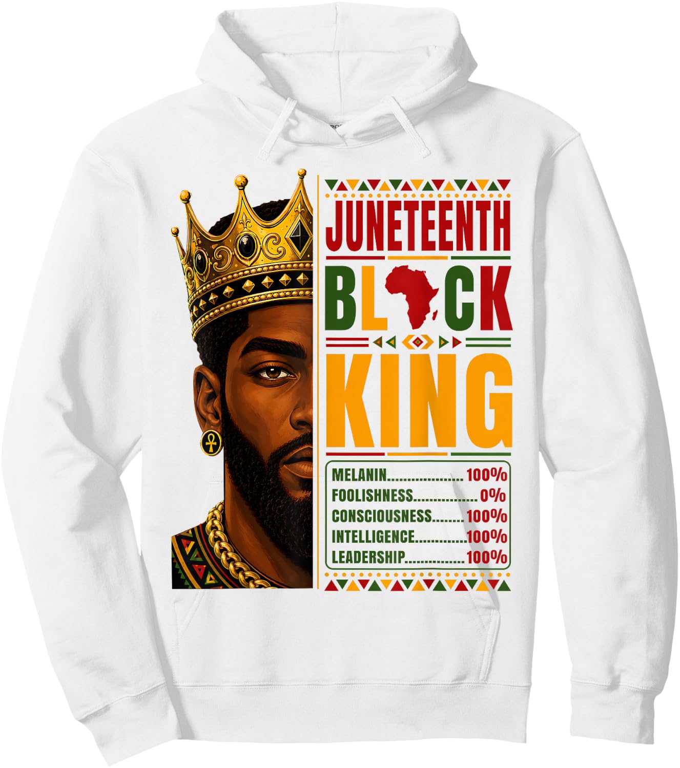 Juneteenth Black King Nutrition Facts Pride African Hoodie - Hoodie | White