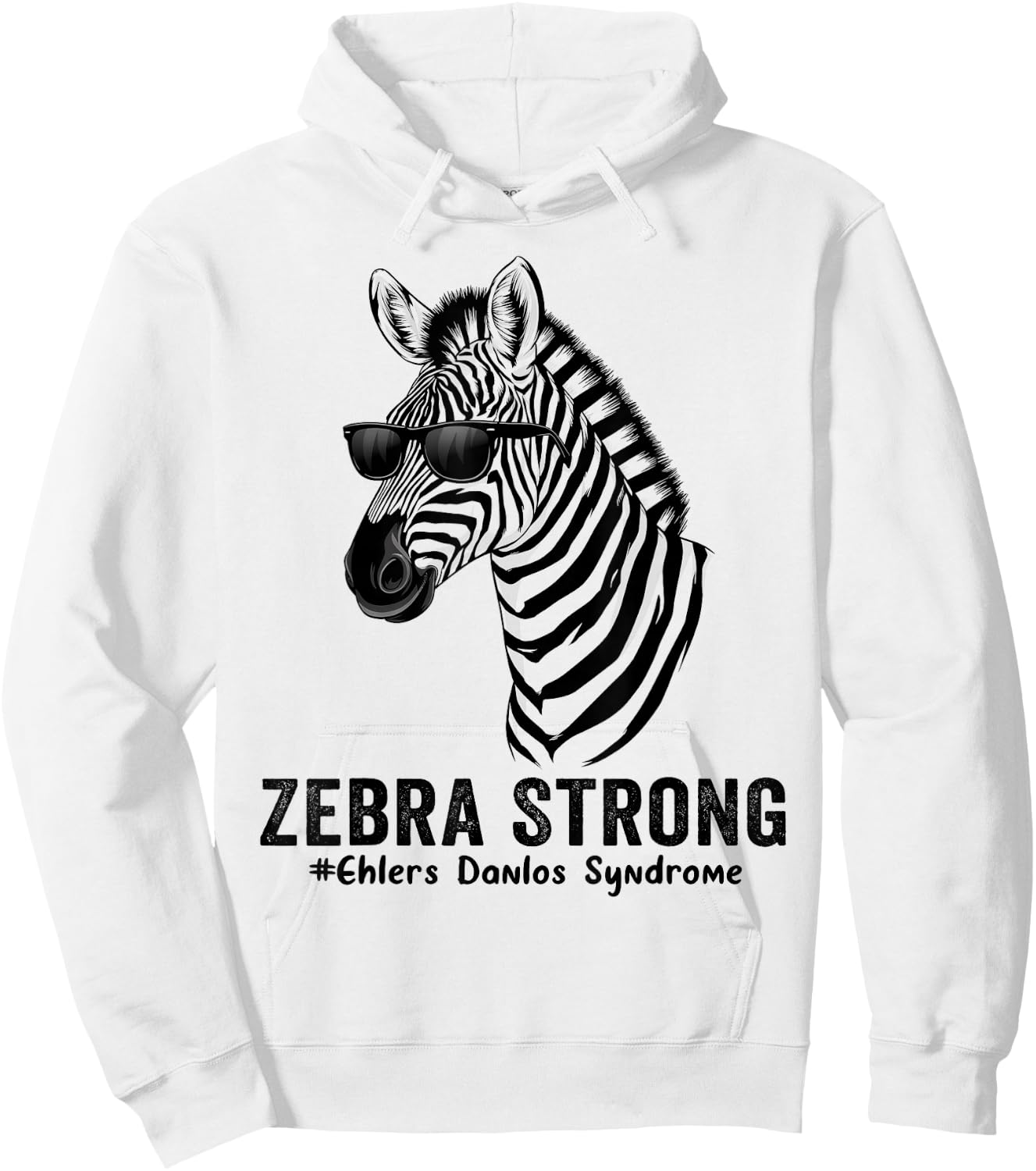 Zebra Strong Zebra With Sunglasses EDS Awareness Warriors Hoodie - Hoodie | White