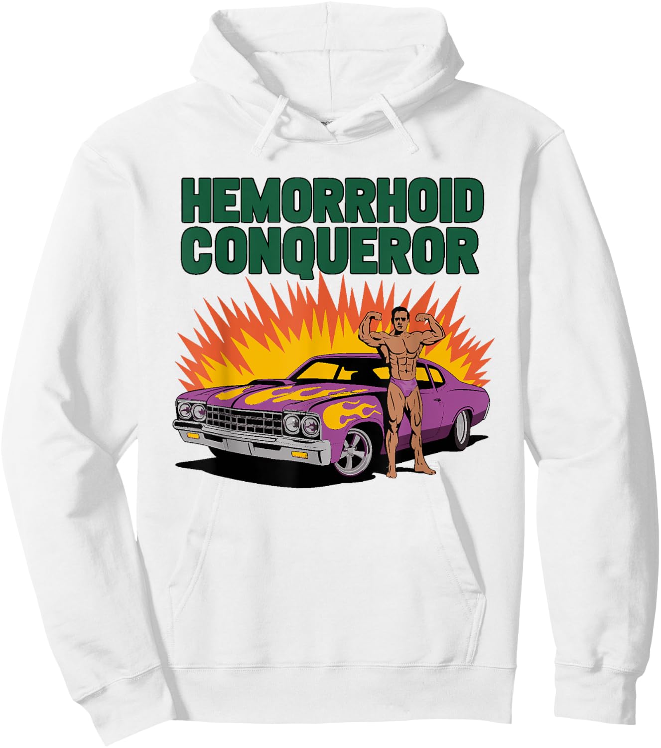 Hemorrhoid Conqueror Funny Unhinged Brainrot Cringe Hoodie - Hoodie | White