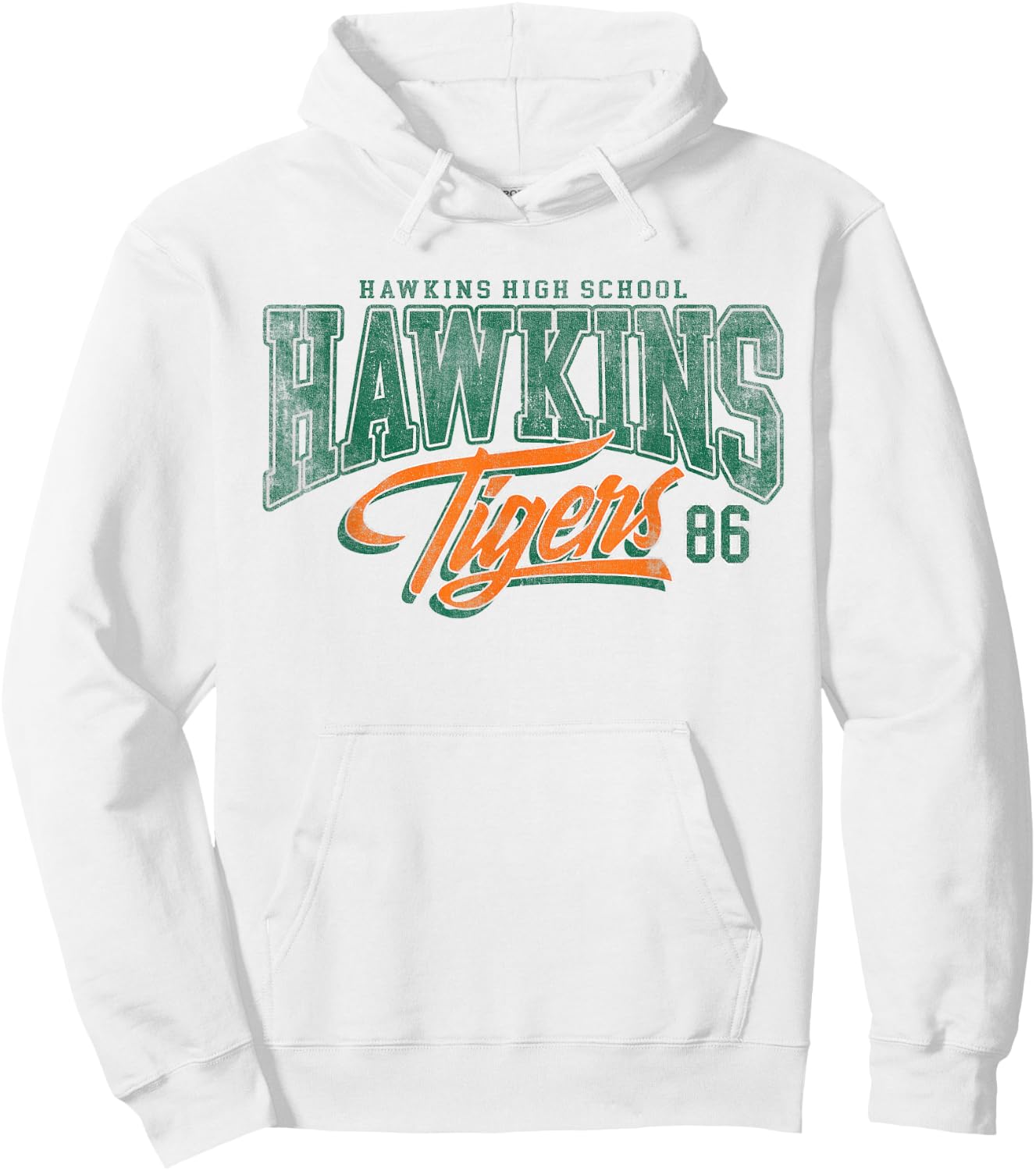 Stranger Things Hawkins Tigers 86 , white, S Hoodie - Hoodie | White