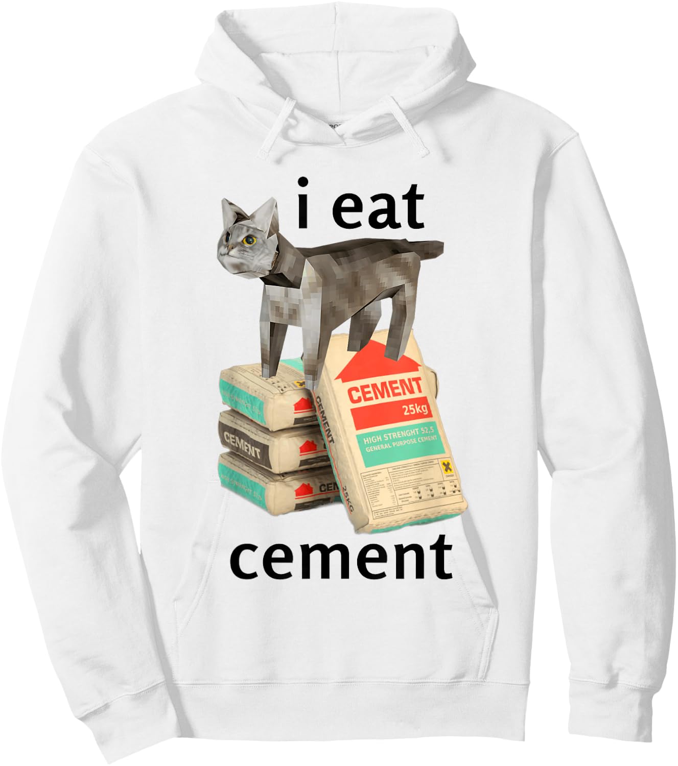 I Eat Cement Cat Shirt Kids Funny Dank Cat Meme Hoodie - Hoodie | White