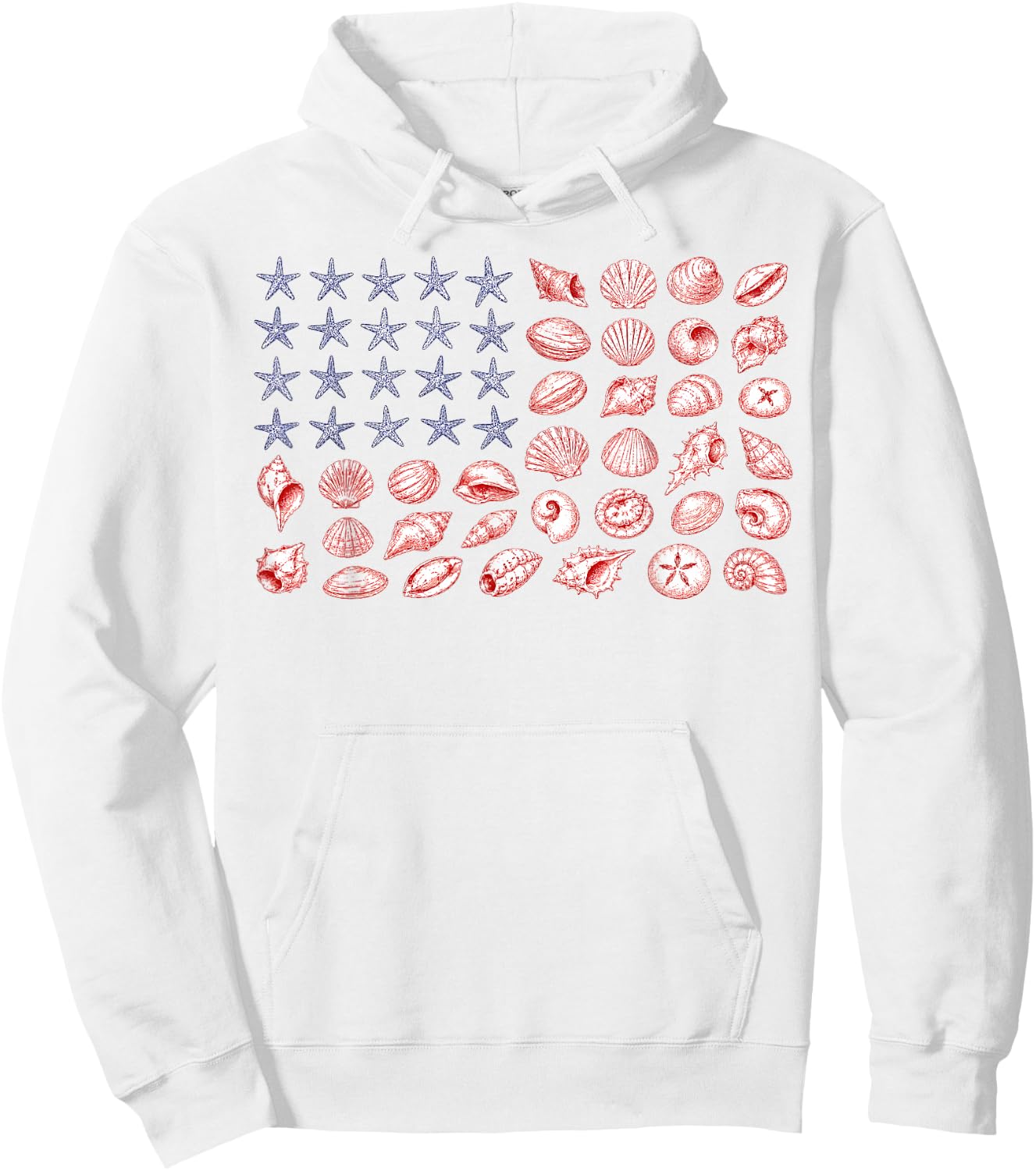 USA Coastal Shell Patriotic Seashell American Flag 4th July Hoodie - Hoodie | White