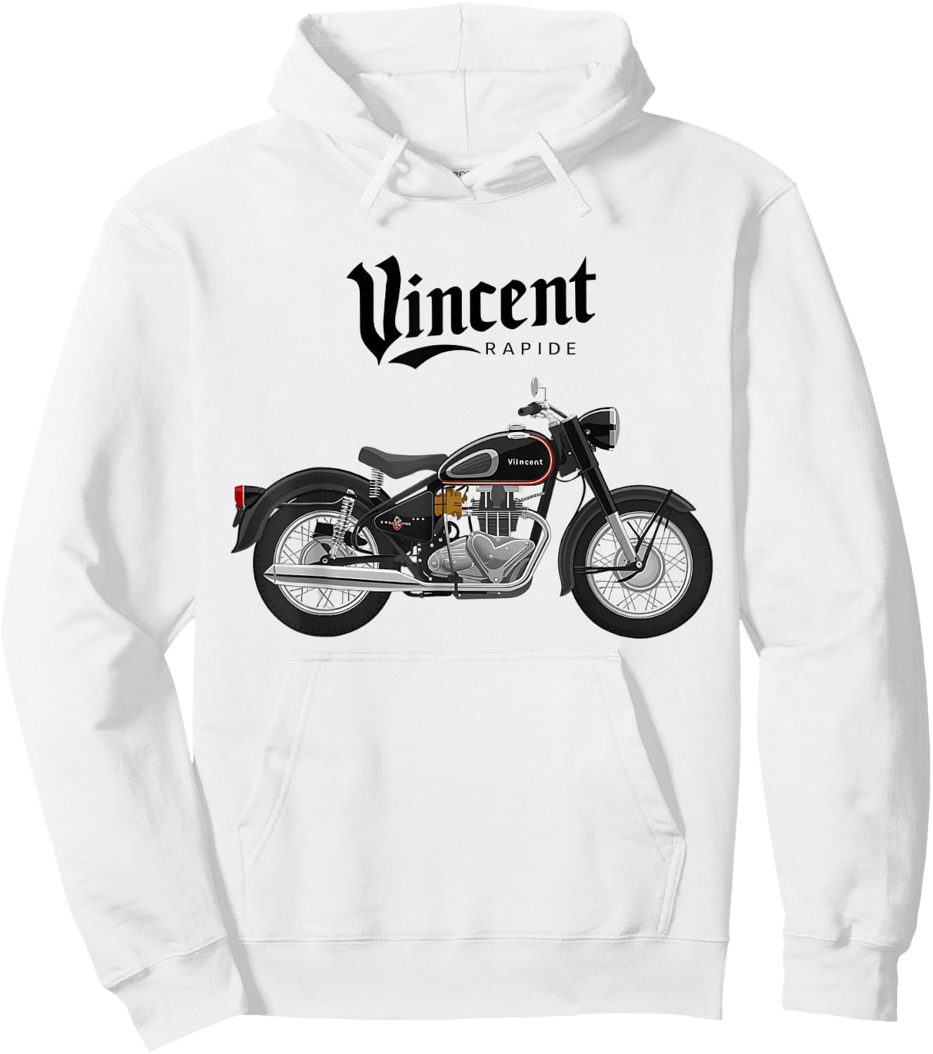 Vincent Rapide Vintage Motorcycle Graphic T Shirt, white, S Hoodie - Hoodie | White