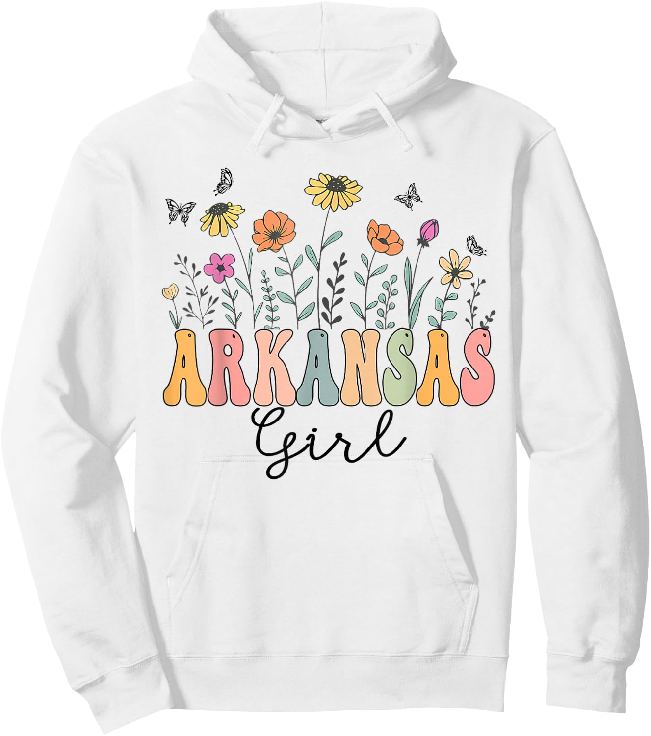 Arkansas Girl Wildflower Groovy Arkansas Lover Hoodie - Hoodie | White