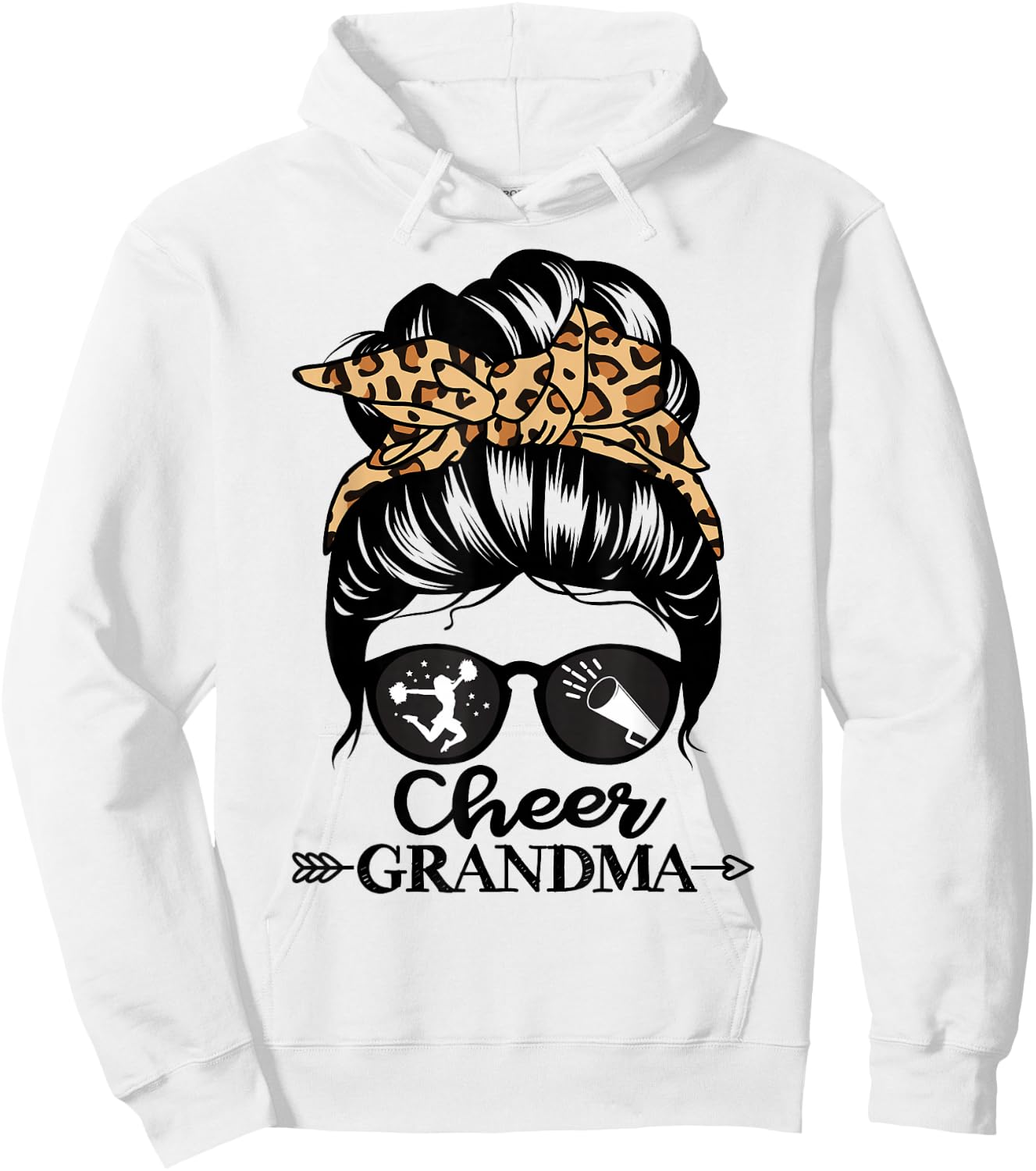 Cheer Grandma Messy Bun Hair Funny Cheerleader Grandma Hoodie - Hoodie | White