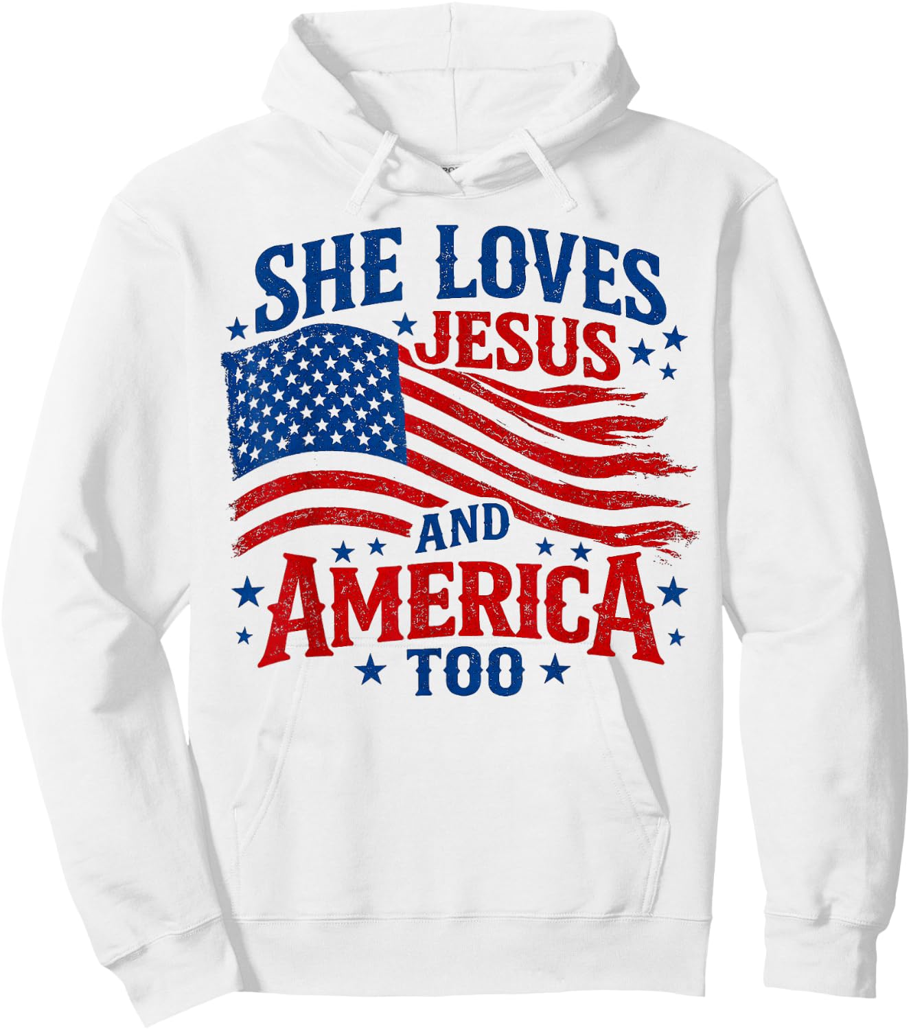 She Loves Jesus and America Too 4th of July Hoodie - Hoodie | White