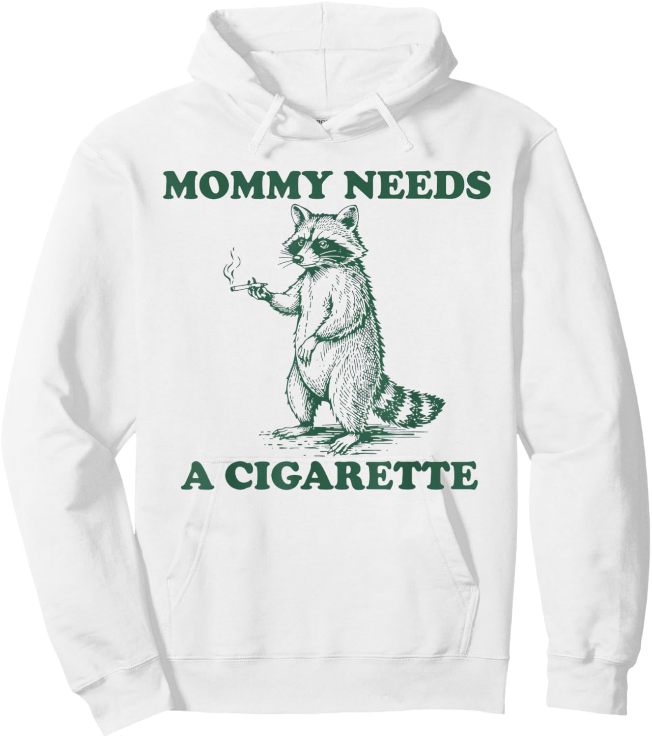 Mommy Needs A Cigarette Funny Smoking Raccoon Retro Mom Hoodie - Hoodie | White
