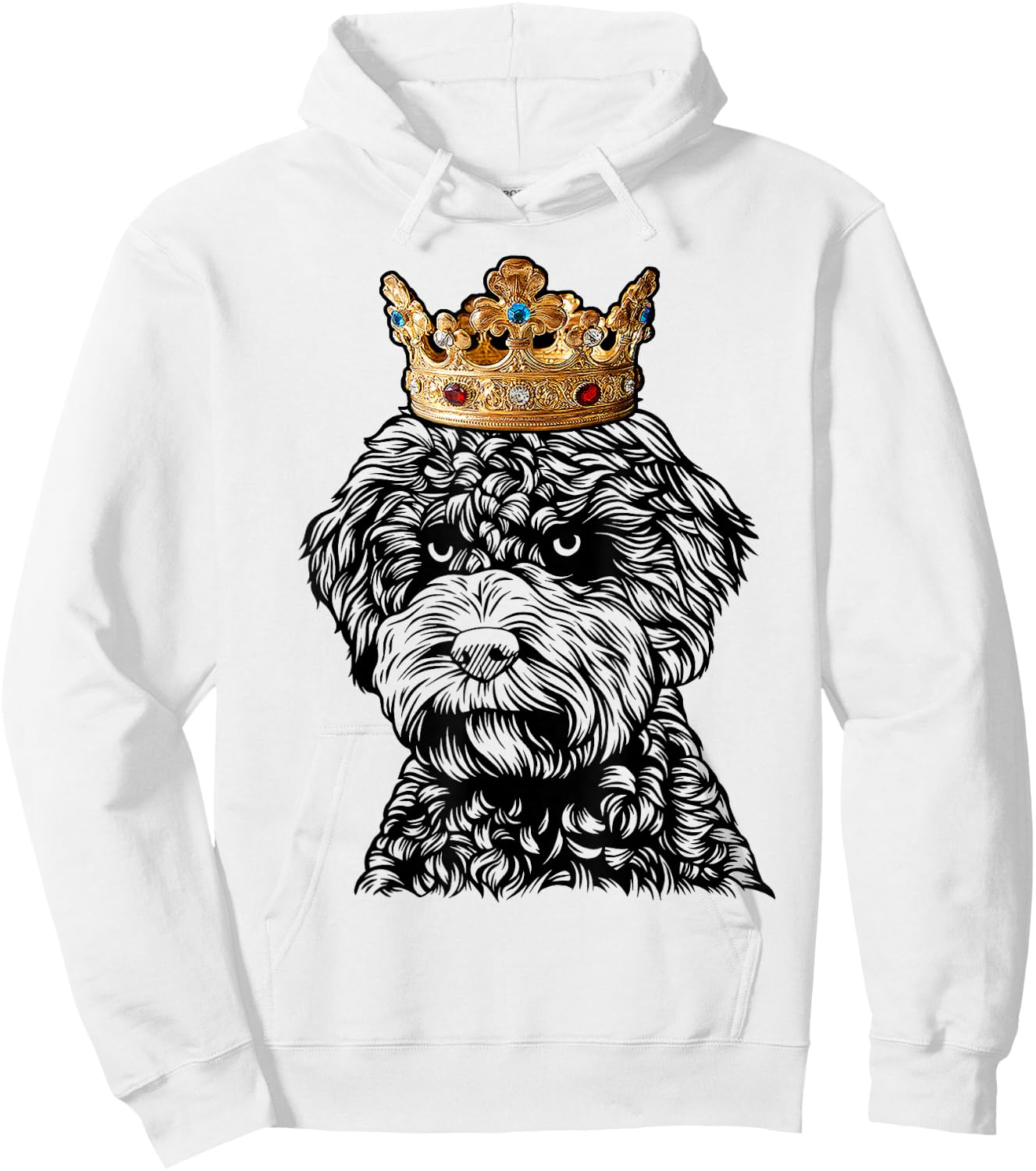 Lagotto Romagnolo Dog Wearing Crown Hoodie - Hoodie | White