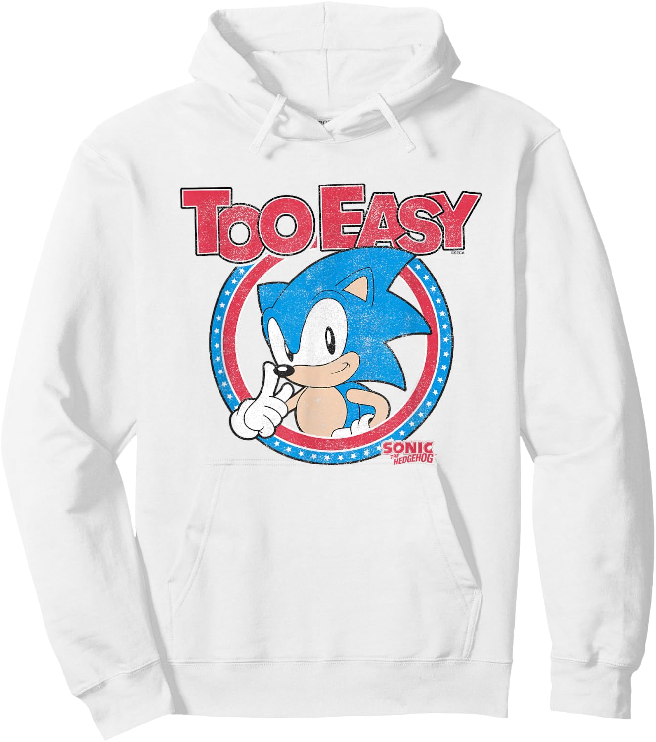 Sonic The Hedgehog Too Easy Americana Distressed Logo Hoodie - Hoodie | White