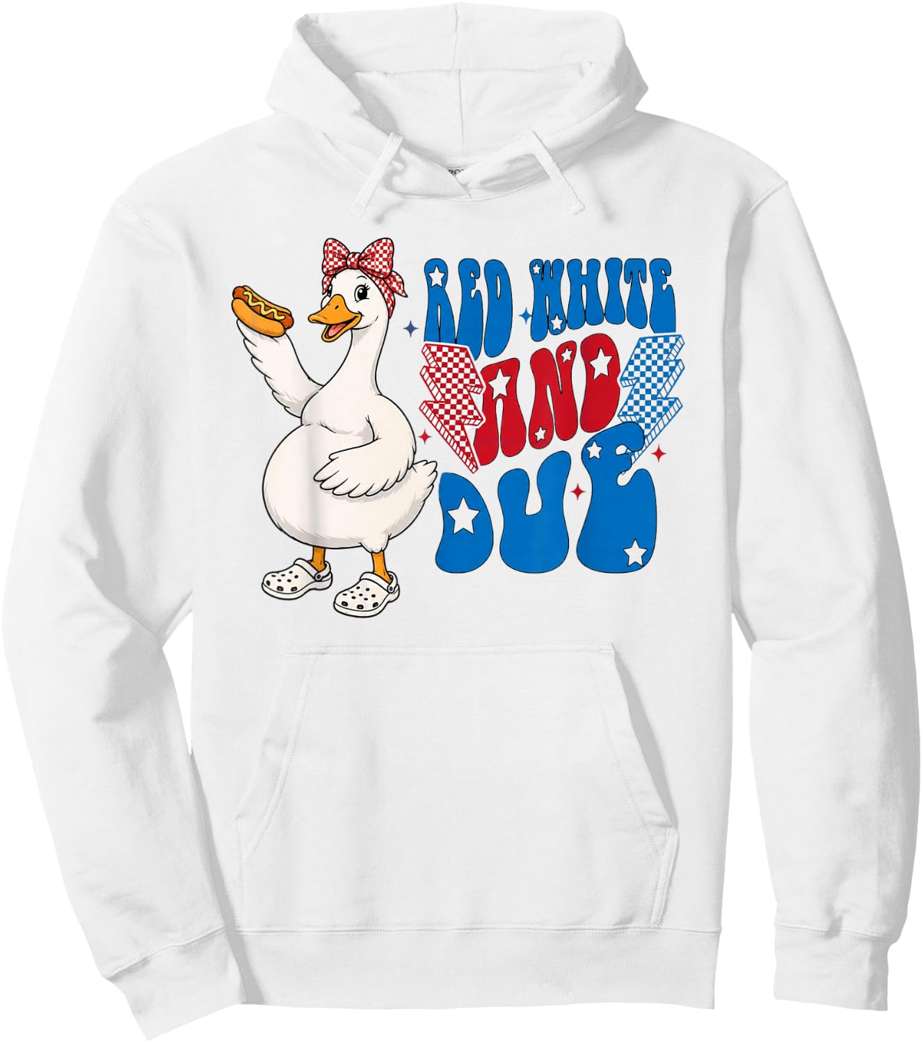Red White, and Due Goose Pregnant 4th July Baby Reveal Hoodie - Hoodie | White