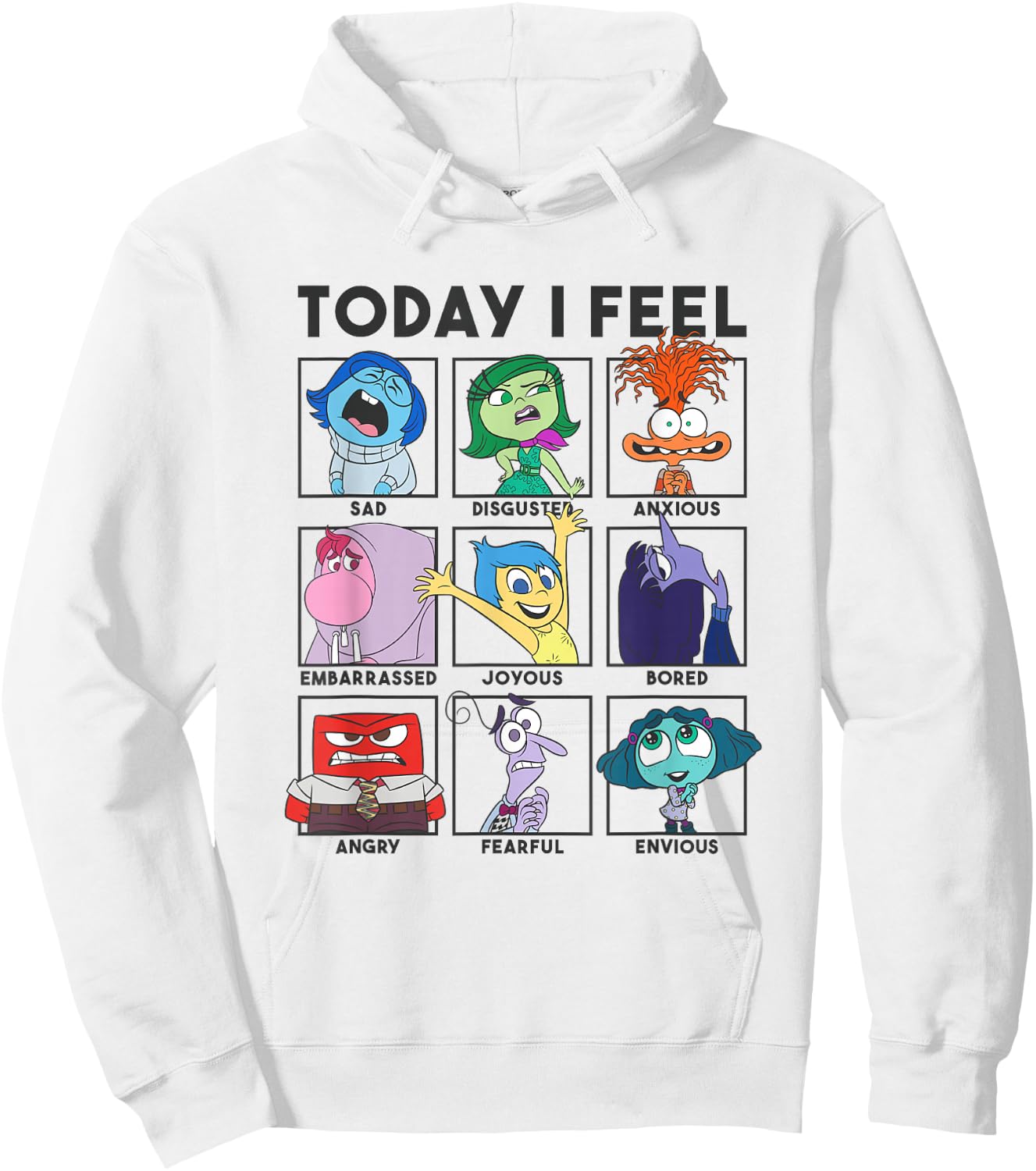 Disney Pixar Inside Out 2 Today I Feel... Emotions Panels , White Hoodie - Hoodie | White