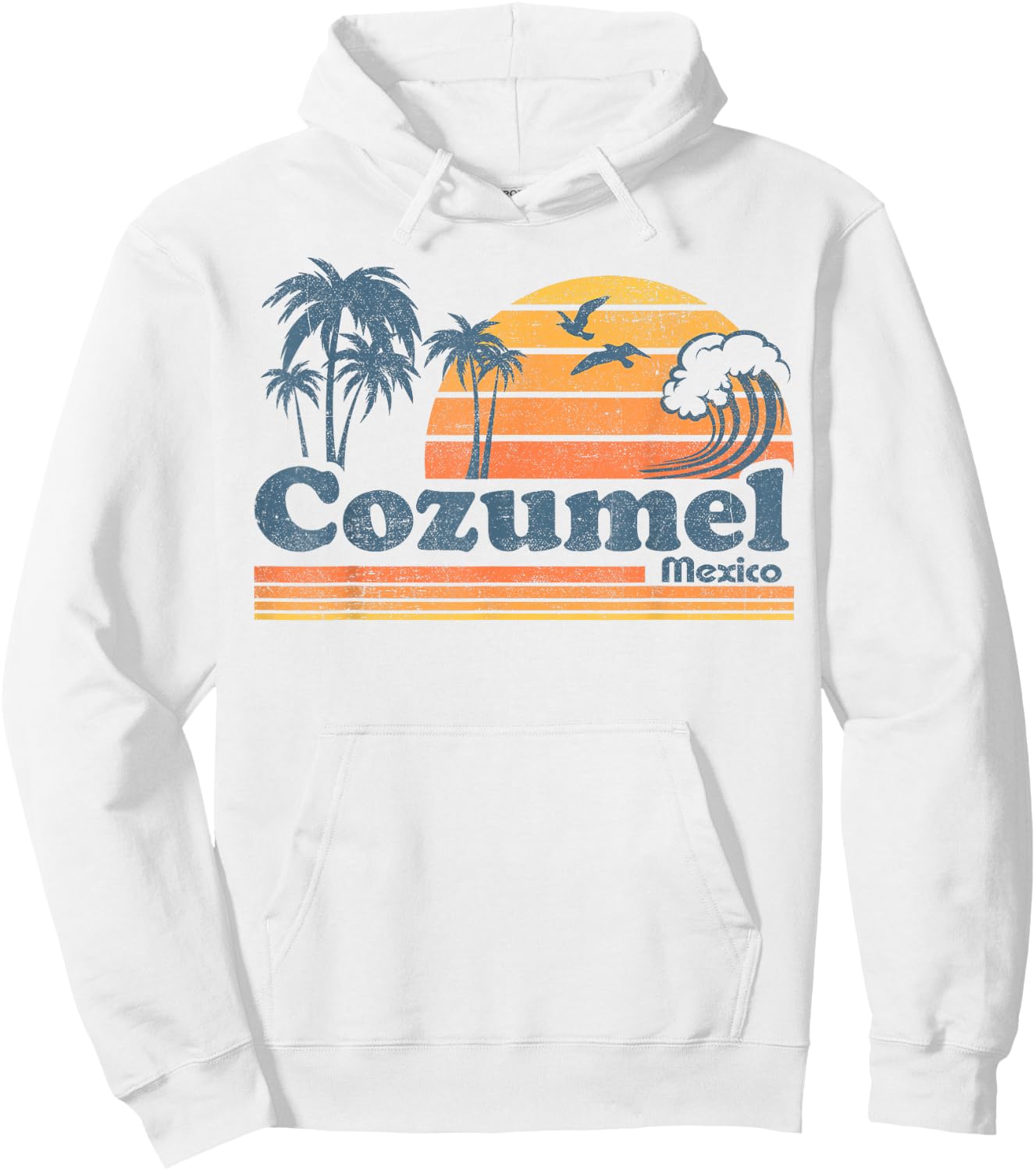 Cozumel Mexico Beach Summer Vacation Sun Vintage 70's Retro Hoodie - Hoodie | White