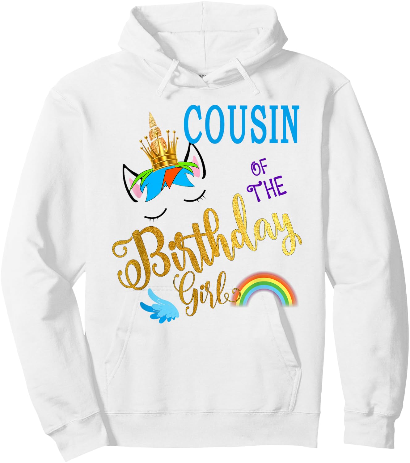Cousin of The Birthday Girl Cousin Unicorn First Birthday Hoodie - Hoodie | White