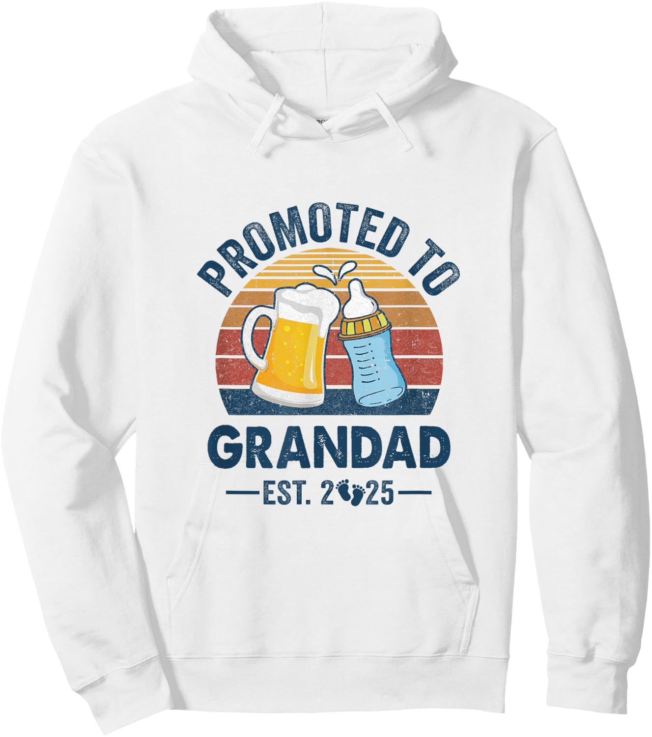 Promoted To Grandad Est 2025 First Time Fathers Day Vintage Hoodie - Hoodie | White