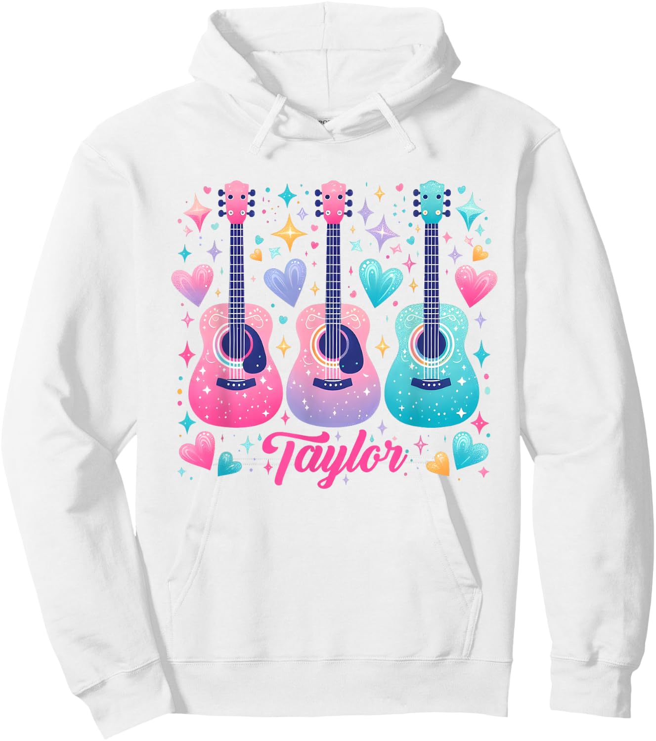 Girl Retro Taylor Custom Name Groovy 80s , Black, S Hoodie - Hoodie | White