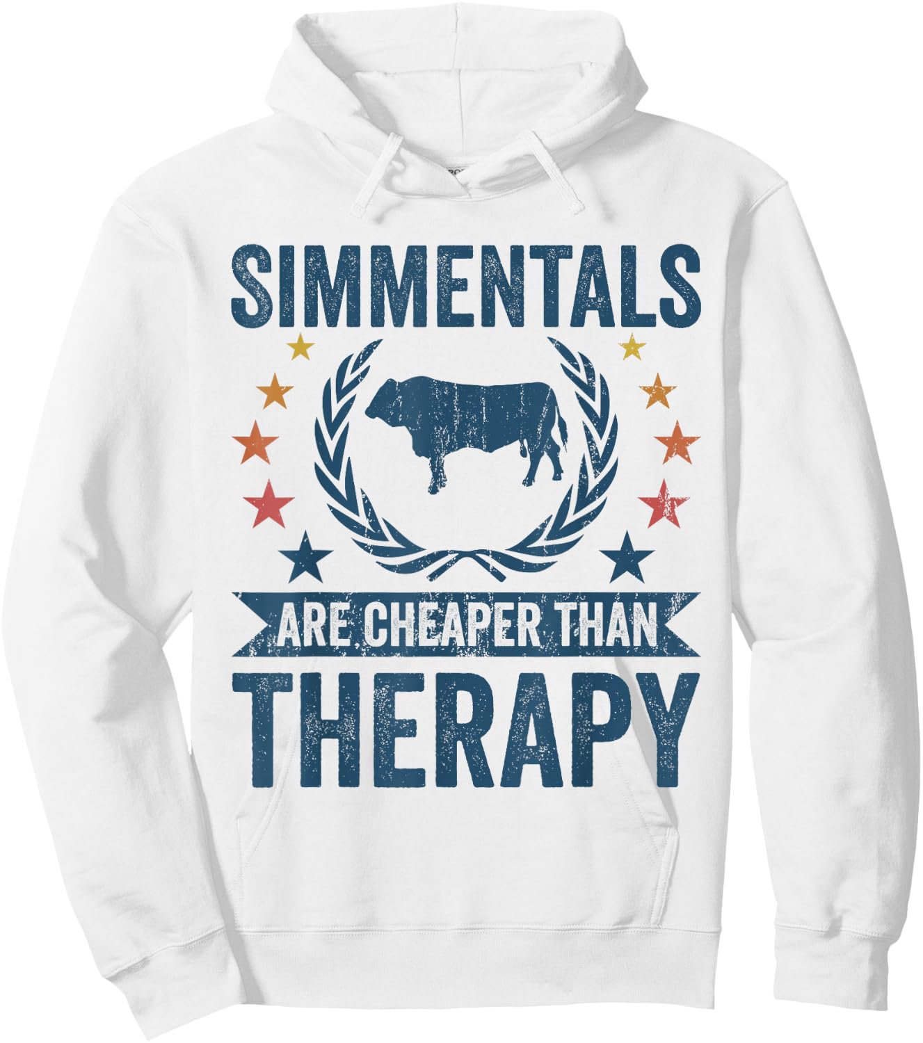 Cow Cheaper Therapy - Cattle Farmer Rancher Simmental Hoodie - Hoodie | White