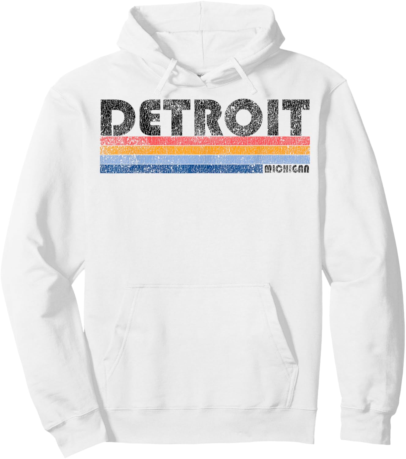 Vintage 1980s Style Detroit Michigan Hoodie - Hoodie | White