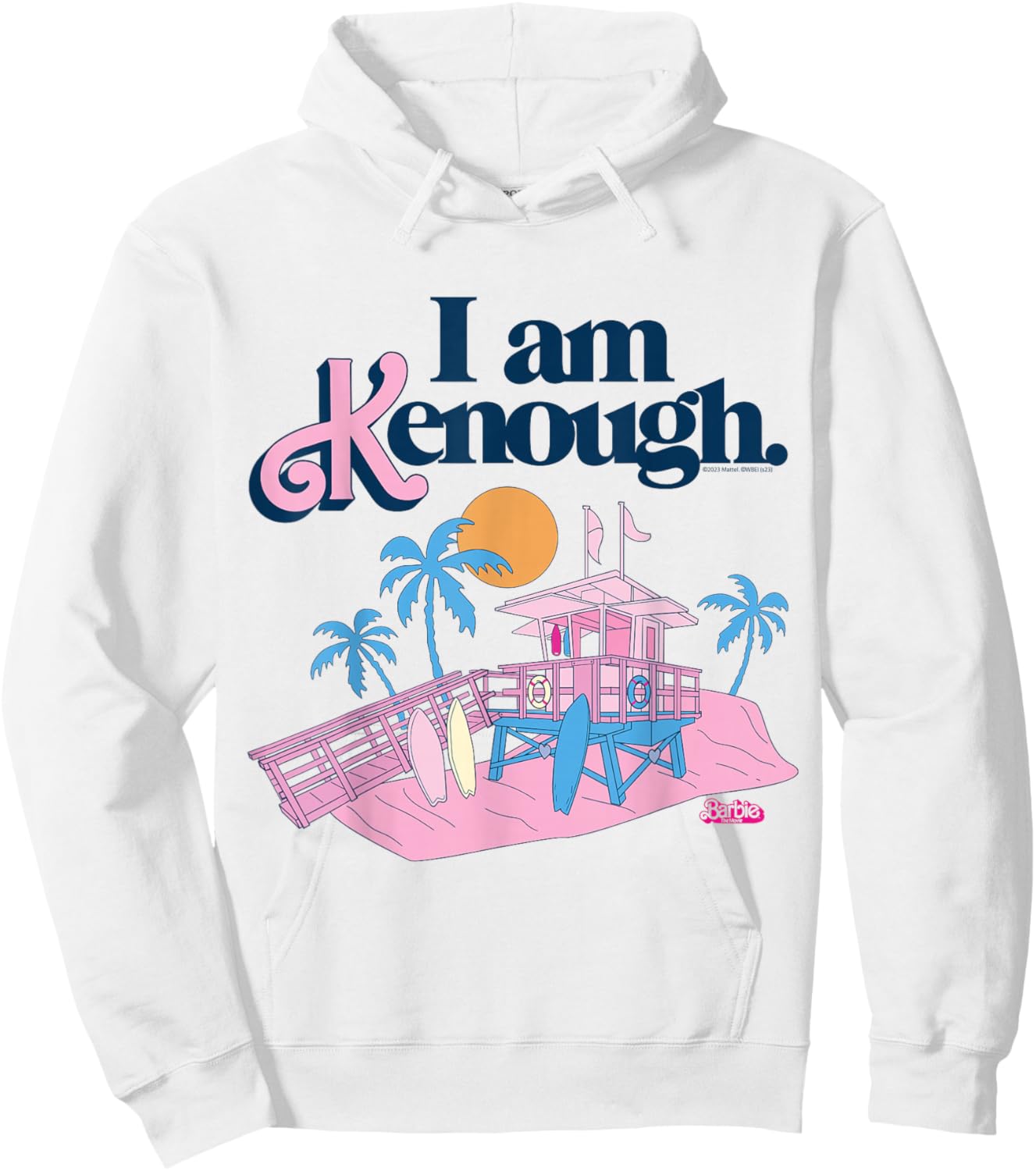Barbie The Film I Am Kenough Lifeguard Stand , White Hoodie - Hoodie | White