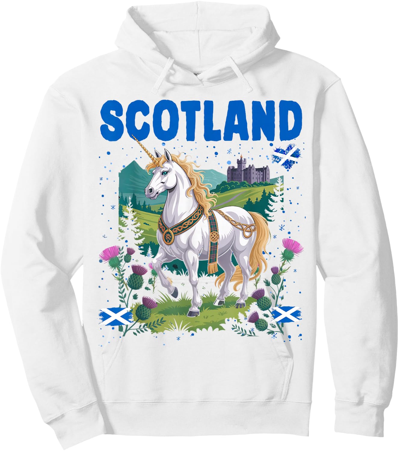 Scotland Themed Outfit Idea & Scottish Unicorn Hoodie - Hoodie | White