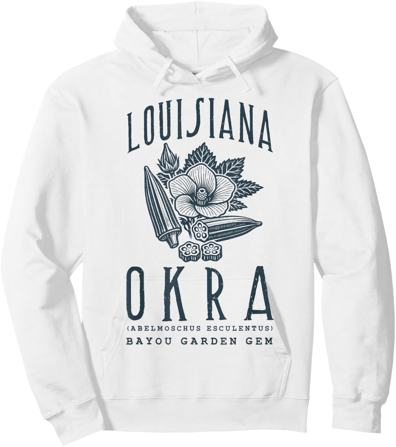 Louisiana Okra Vintage Botanical Hoodie - Hoodie | White