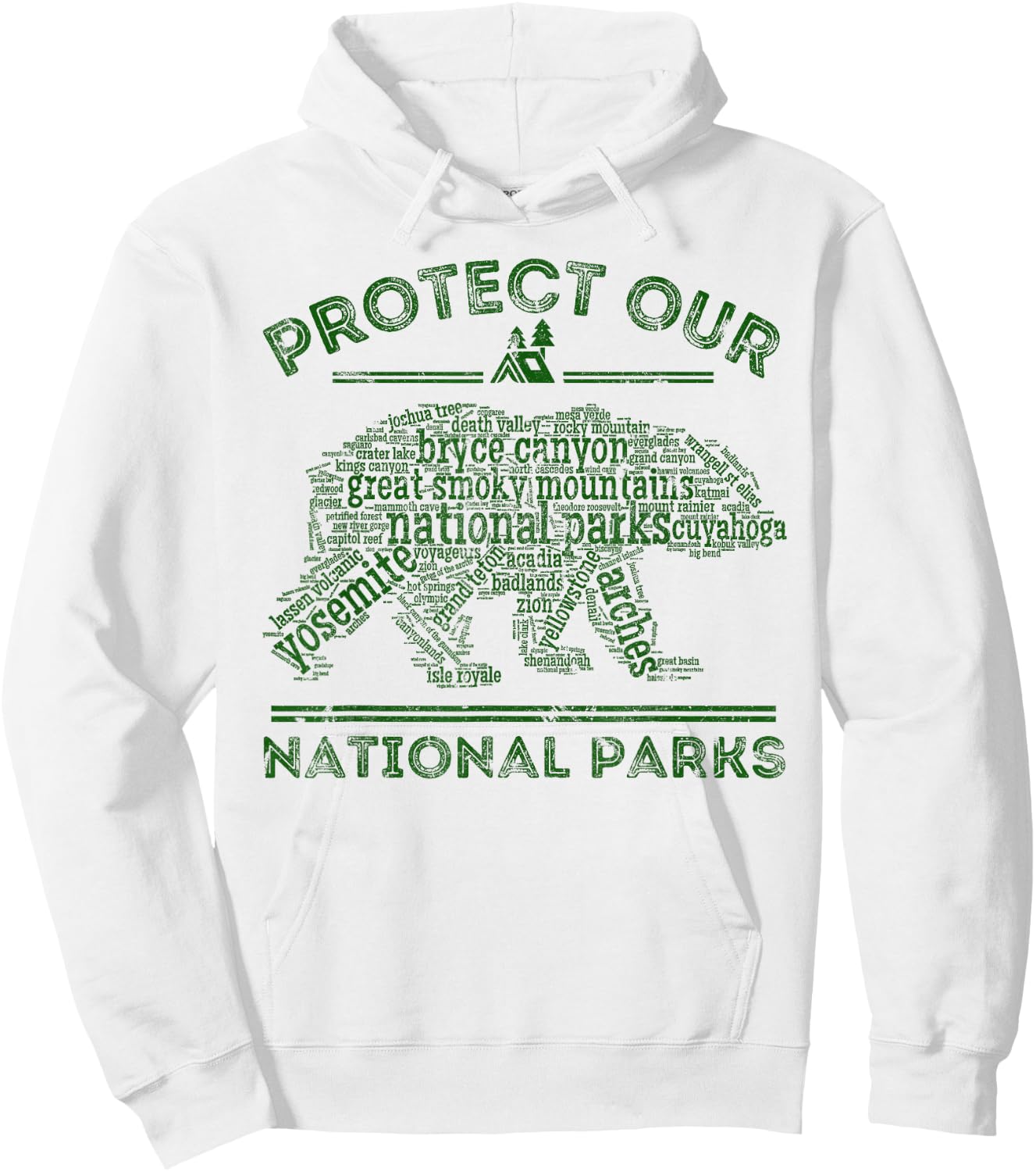Protect Our Parks National Park Bear Hiking Nature Hoodie - Hoodie | White