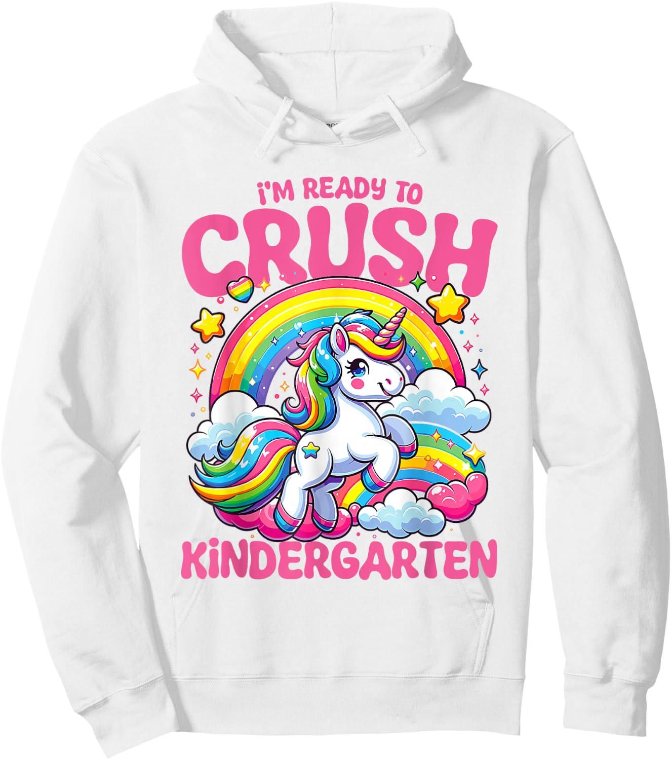 Crush Kindergarten Unicorn Girls Teacher Back to School Hoodie - Hoodie | White